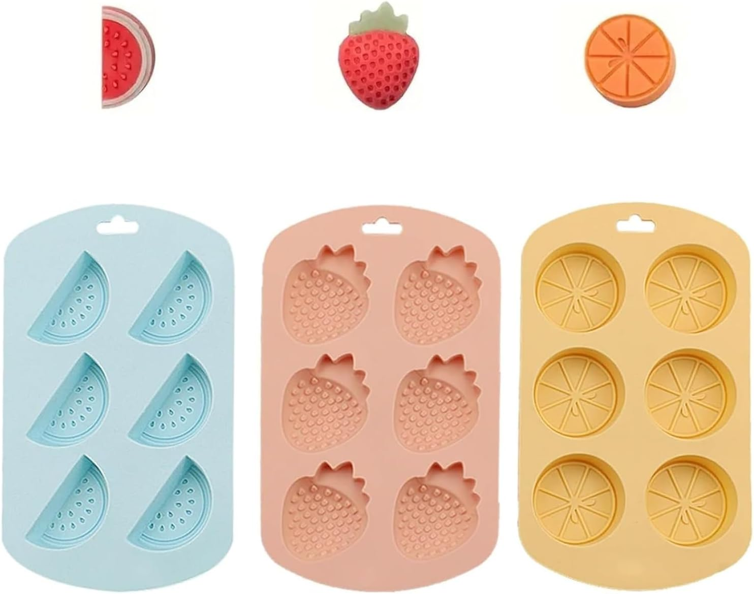 Rhoyee 3 Pack Silicone Gummy Molds &ndash; Strawberry, Watermelon & Lemon Candy Moulds | Food-Grade, Non-Stick, Flexible Silicone for Gummy Making, Chocolate, Jelly, Ice Cubes & Cake Decorations