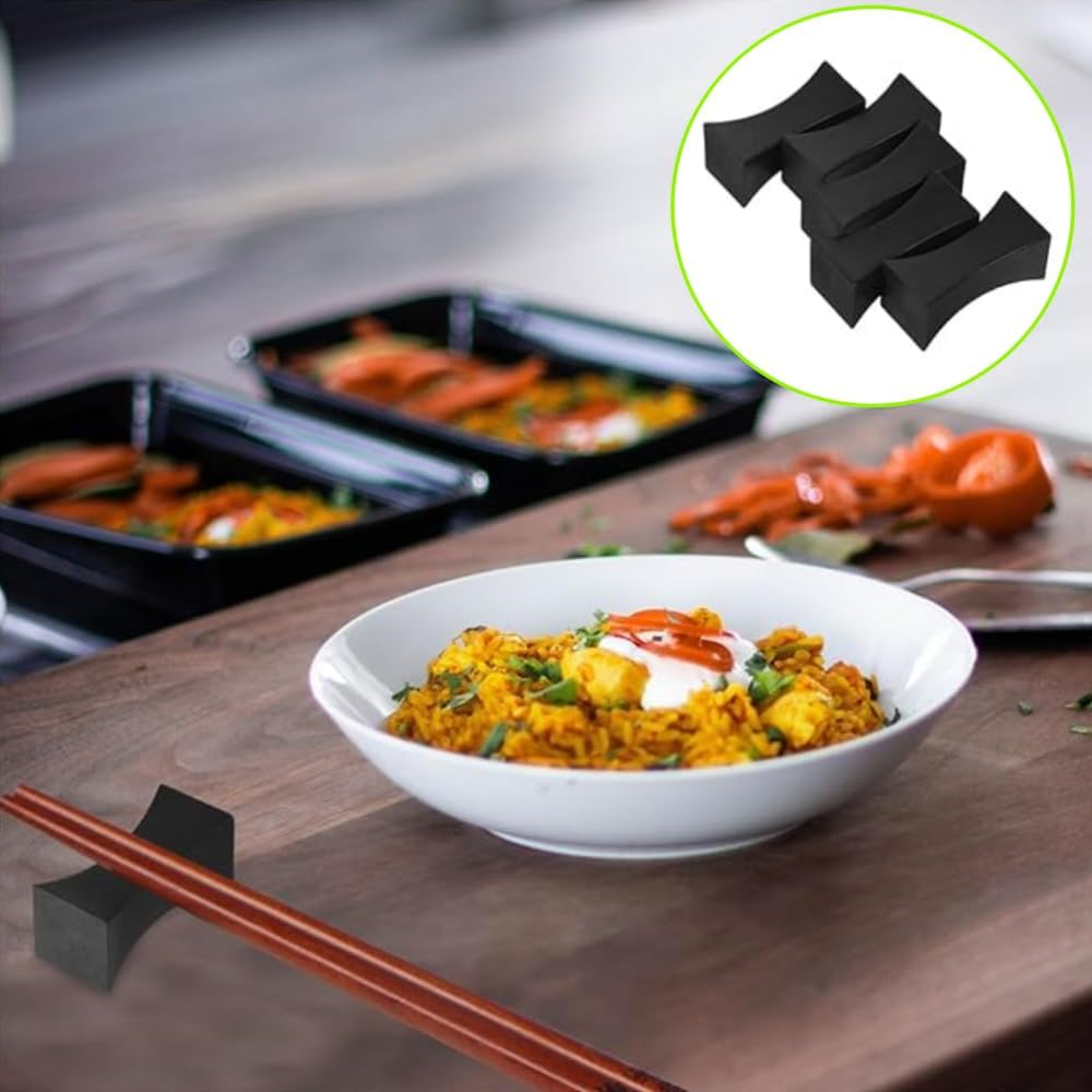 10 PCS Chopsticks Rest Little Chopsticks Stands Spoon Fork Holder Set Chopsticks Utensil Cutlery Stand Black