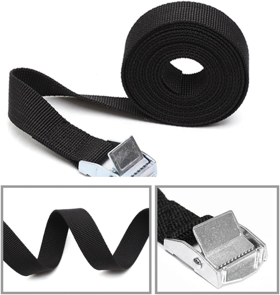 12 Pack Tie down Straps, 1M Heavy Duty Tensioning Belts, Adjustable Cargo Straps Ratchet Straps, Strap with Buckle, Lashing Straps Suitable for Car Motorcycle Trailer Luggage Cargo(Black) image number 2