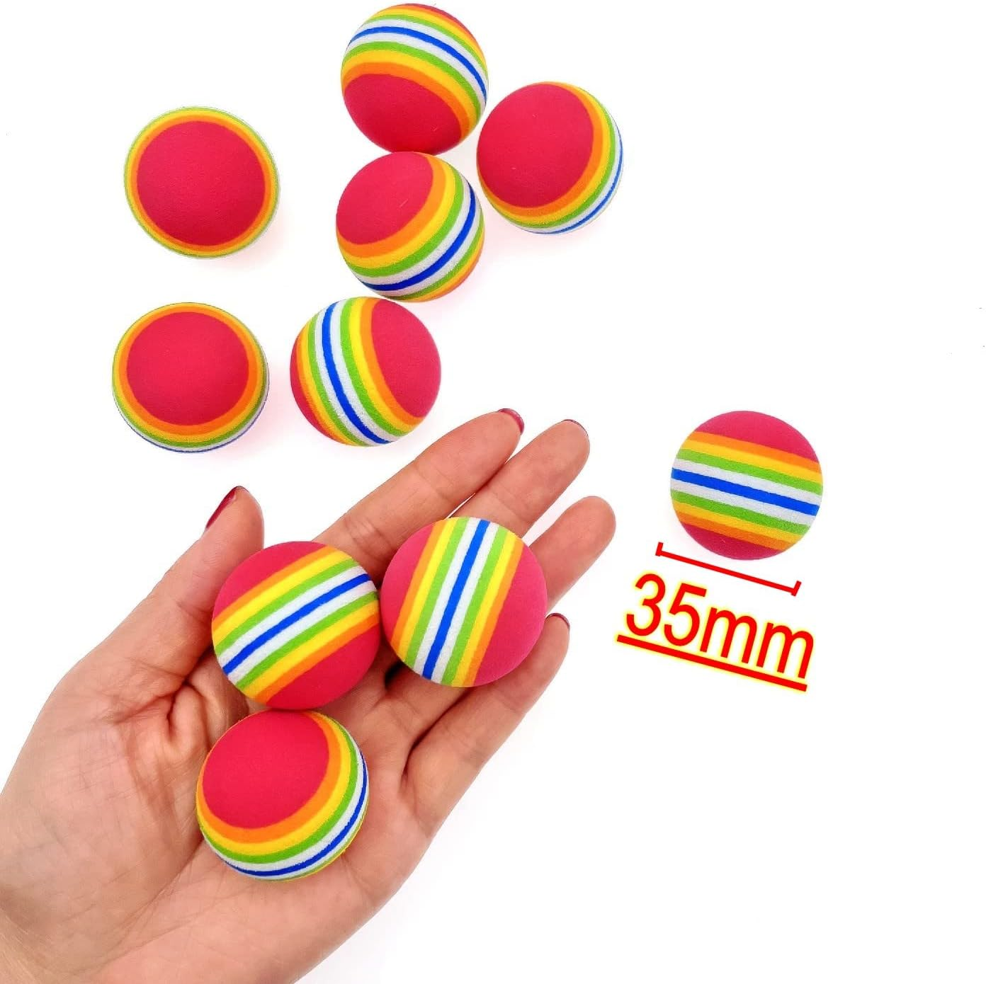 JZK 10X Colorful Small Foam Cat Toy Balls 35Mm, Cat Accessories Pet Toys, Soft Sponge Balls for Indoor Cats, Kitten Training Balls, Puppy Toy Balls image number 2