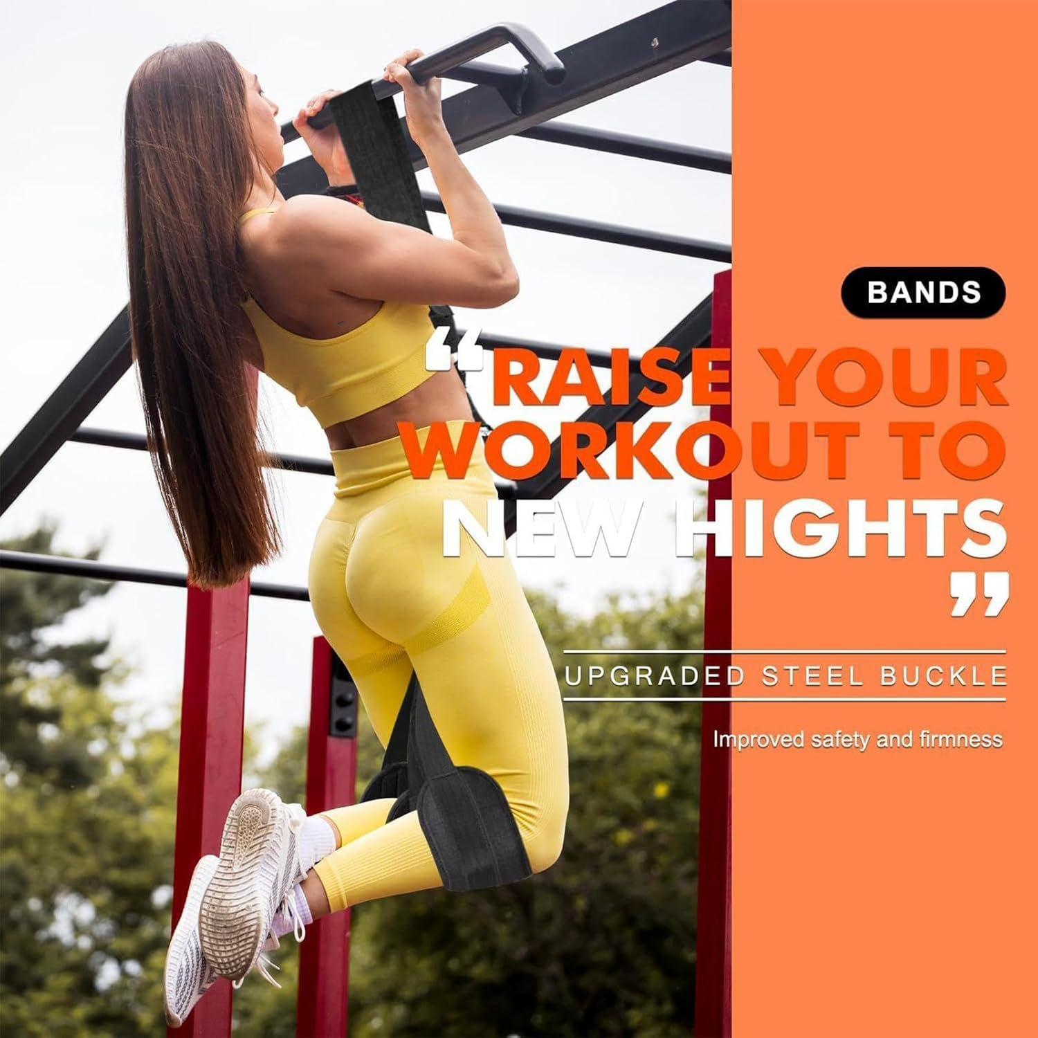 ZERIFAM Resistance Bands for Pull Ups, 225Lb Pull Ups Assistance Bands Set with Fabric Feet/Knee Rest, Weight Adjustable Pull up Bands for Home Gym, Strength Training and Pull-Up Workouts image number 6