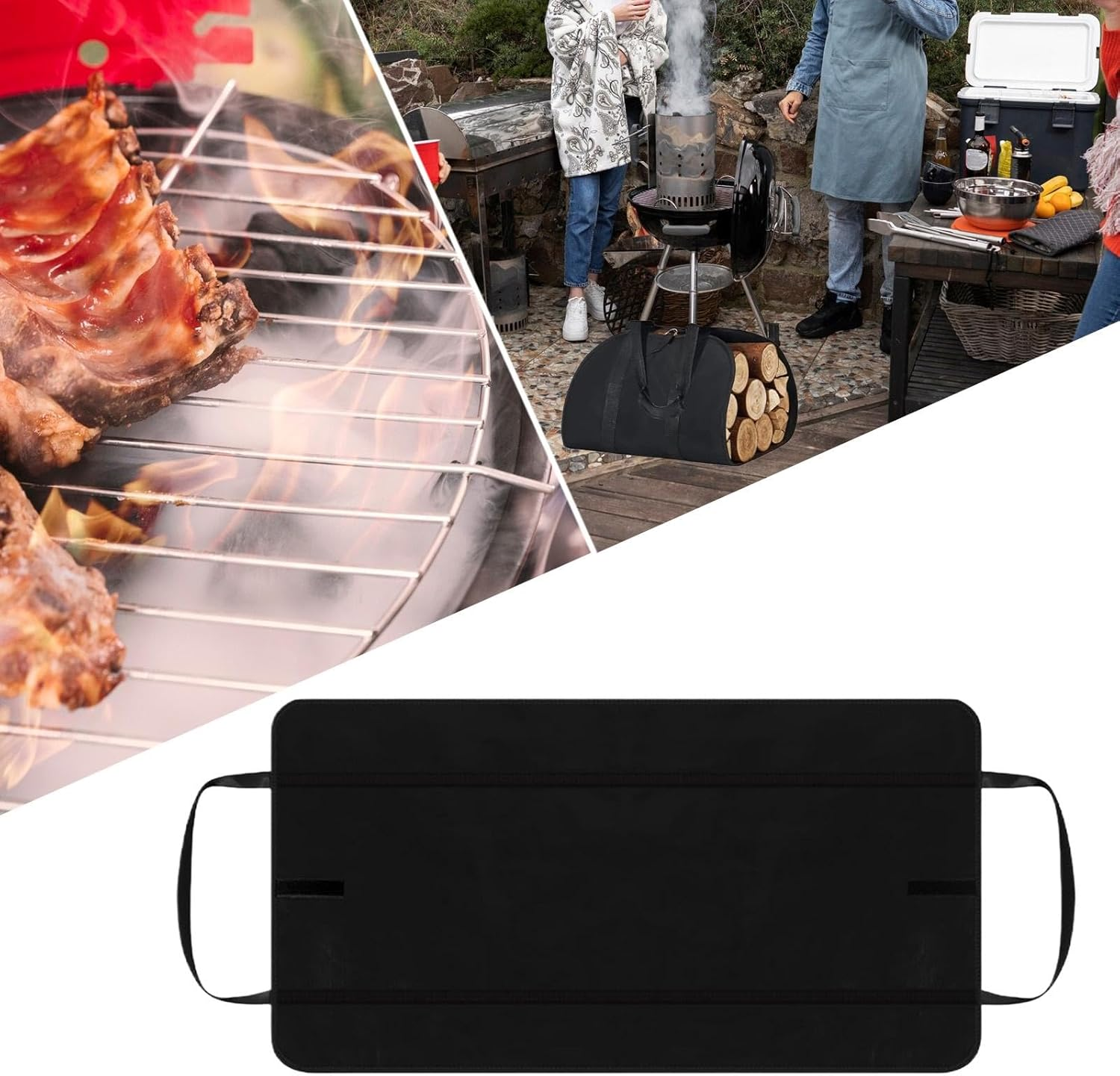 Firewood Carrier Bag, Convenient Storage Bag for Firewood for Barbecues and Camping, Black, as Described - Black image number 6