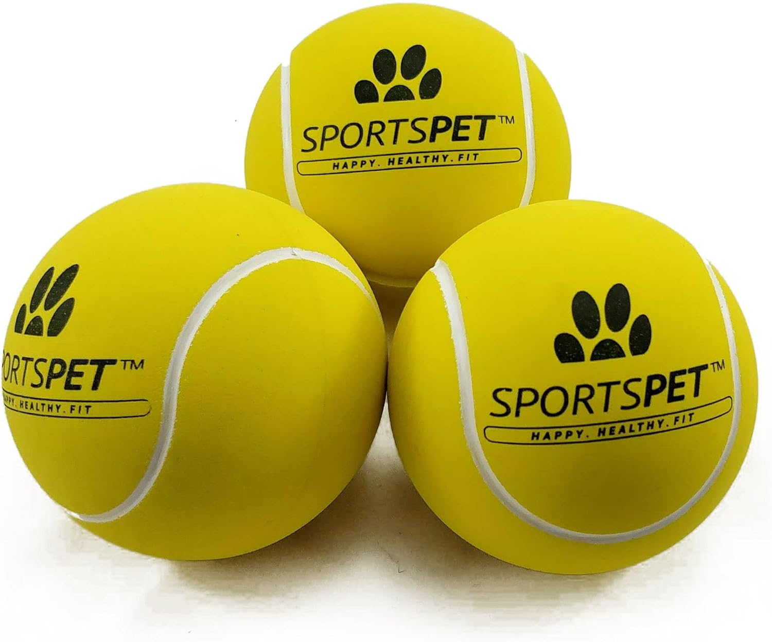 SPORTSPET Rubber High Bounce Tennis Balls for Dogs - Premium Ball for Medium and Large Dog Breeds (3 Pack) image number 2