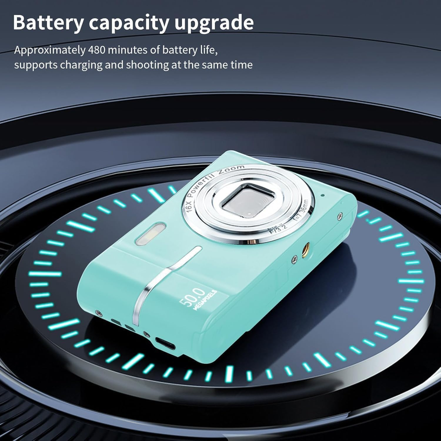 Digital Camera, Upgrade 50MP Full High Definition 1080P Camera with 16X Zoom anti Shake, Compact Camera for Kid Student Children Teen Girl Boy, Kids Camera with 32GB SD Card (Green) image number 3