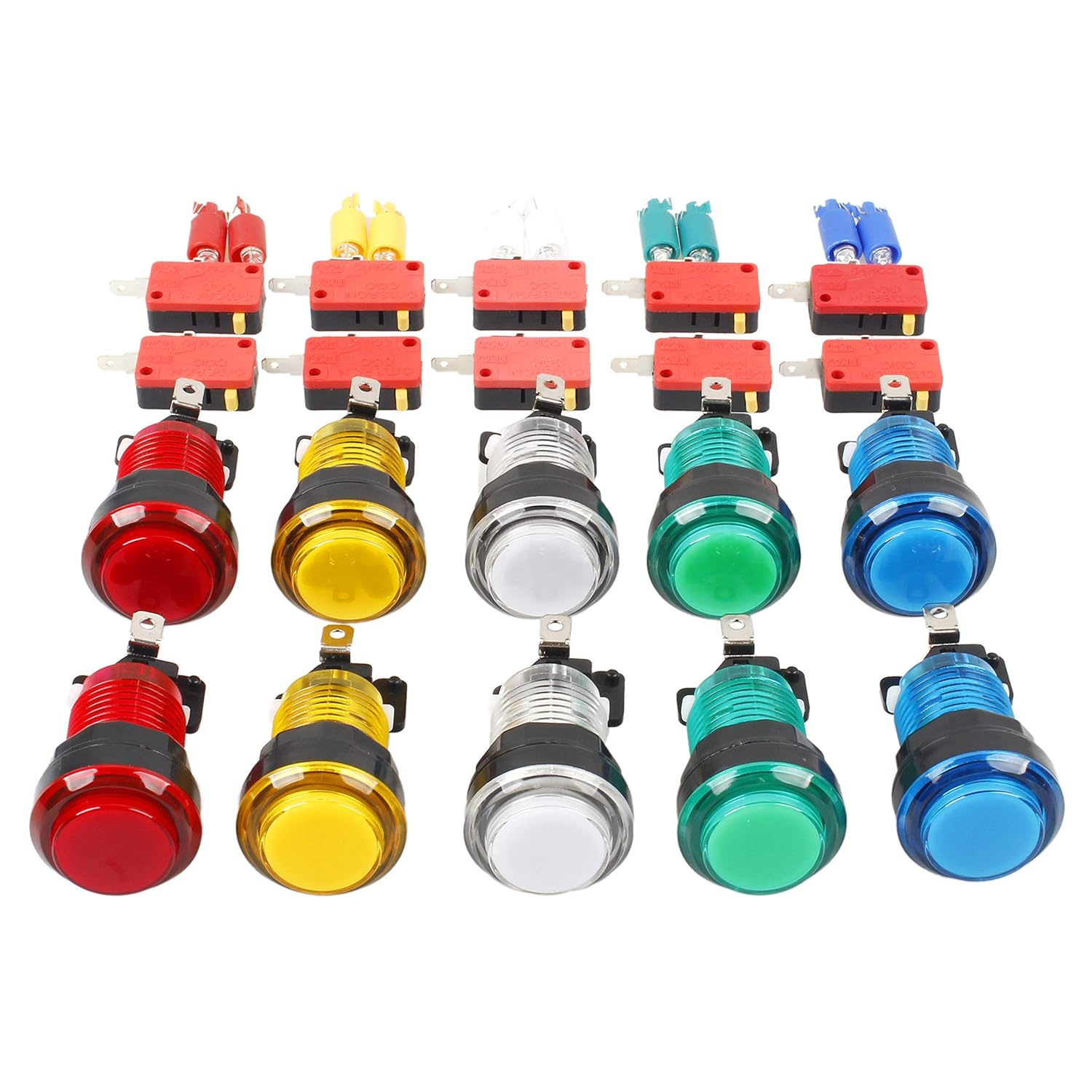 EG STARTS 10X New 12V LED Lit Arcade Push Buttons with Micro Switch for Jamma Mame Games Parts Multicade Choice of 5 Colour image number 2