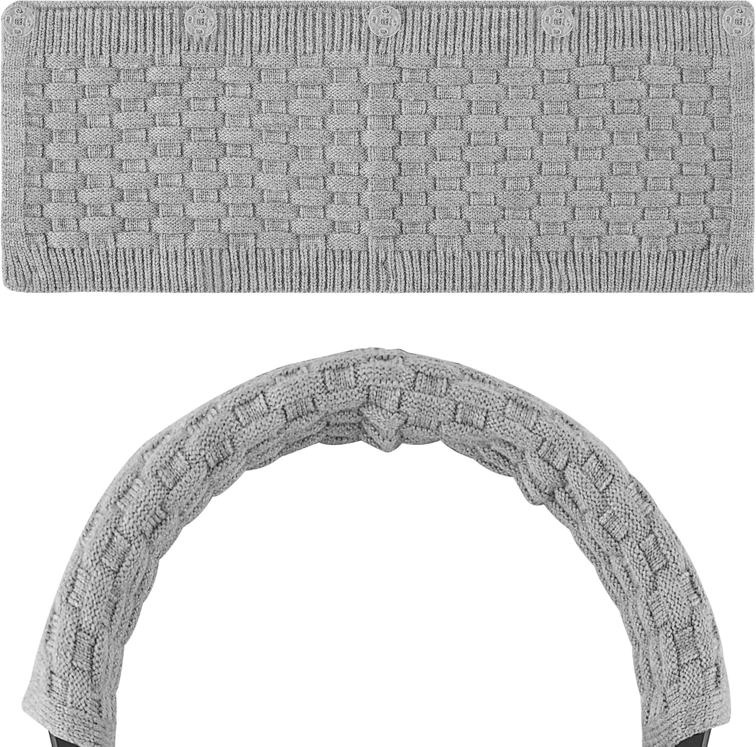 Geekria 2 PCS Knit Fabric Headband Pad Compatible with Bose, AKG, Sennheiser, Sony Headphones, Replacement Band Repair Part (Black + Gray)