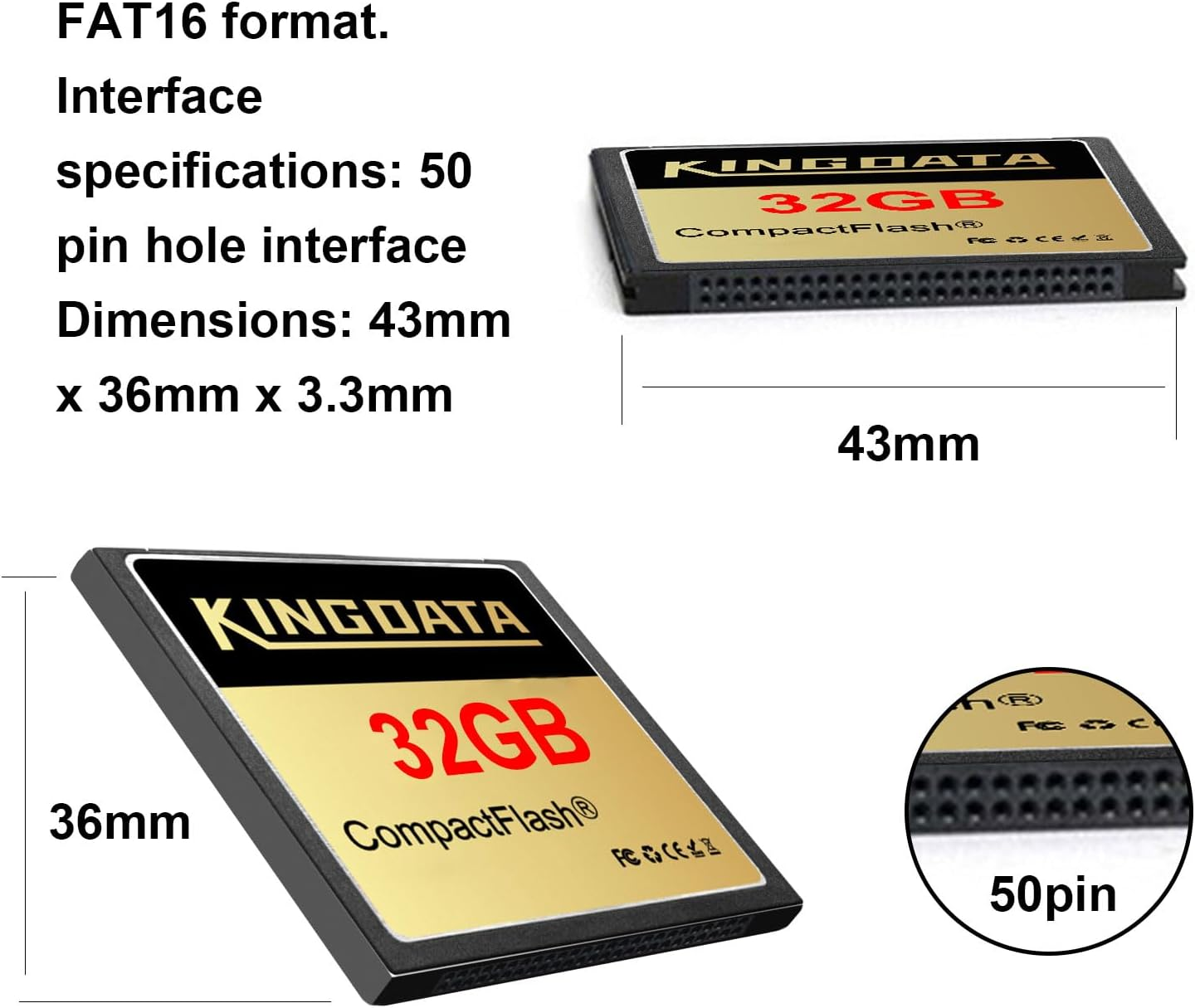 32GB CF400X Compact Flash Card FAT32 Type I for Equipment Vintage Digital Cameras image number 1
