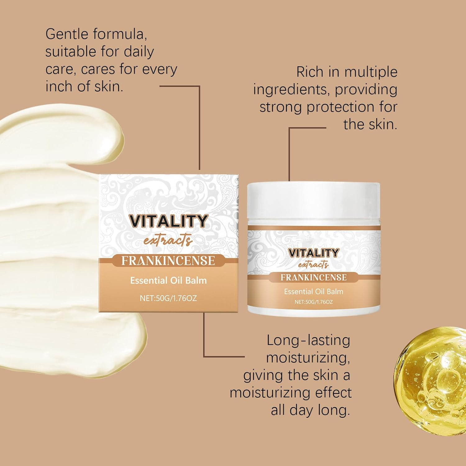 Frankincense Balm - Deep Hydrating Natural Skin & Body Balm with Boswellia Serrata, Beeswax & Olive Oil, Soothes Dry, Cracked Skin, Face Hands Feet, Non Greasy image number 2