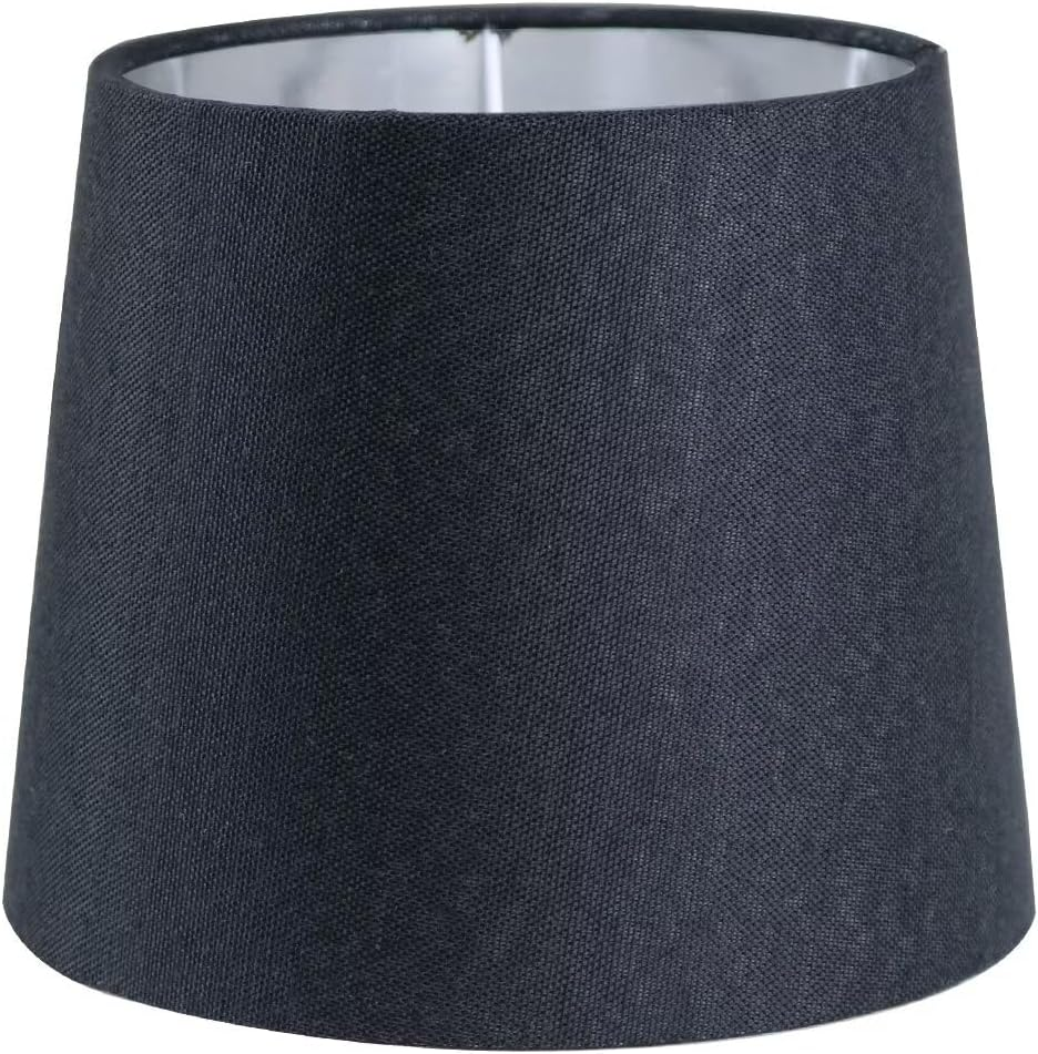 Sinta 2 Pcs 9" Lamp Shade Modern Tapered Replacement Grey Fabric Simple Style Light Shade with Silver Lining for E27/E14 Table Lamp/Wall Lamp