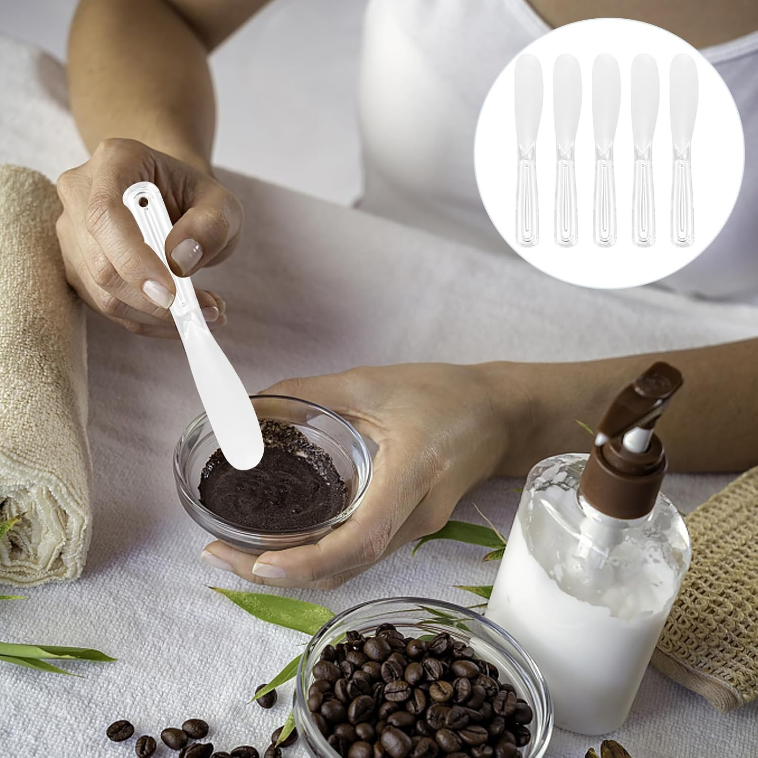 IDEANATEGRATE 5Pcs Silicone Face Mask Applicator Set 20.5Cm &ndash; Skincare Cream Scoop, Cosmetic Mixing Spatula Facial Beauty Spoon for DIY Mask, Eye Cream, and Moisturizer Application