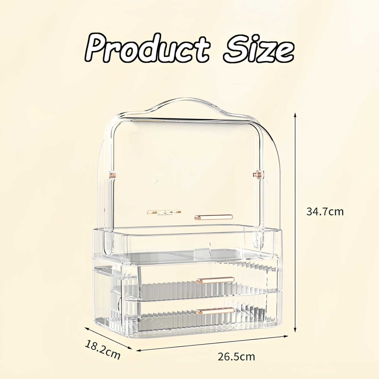 Makeup Organizer, Cosmetics Organizer Box with Double-Layer Drawers, Double-Sided Flap Design, Cosmetics Storage Display Case for Countertop, Dresser, Bedroom, Bathroom image number 2