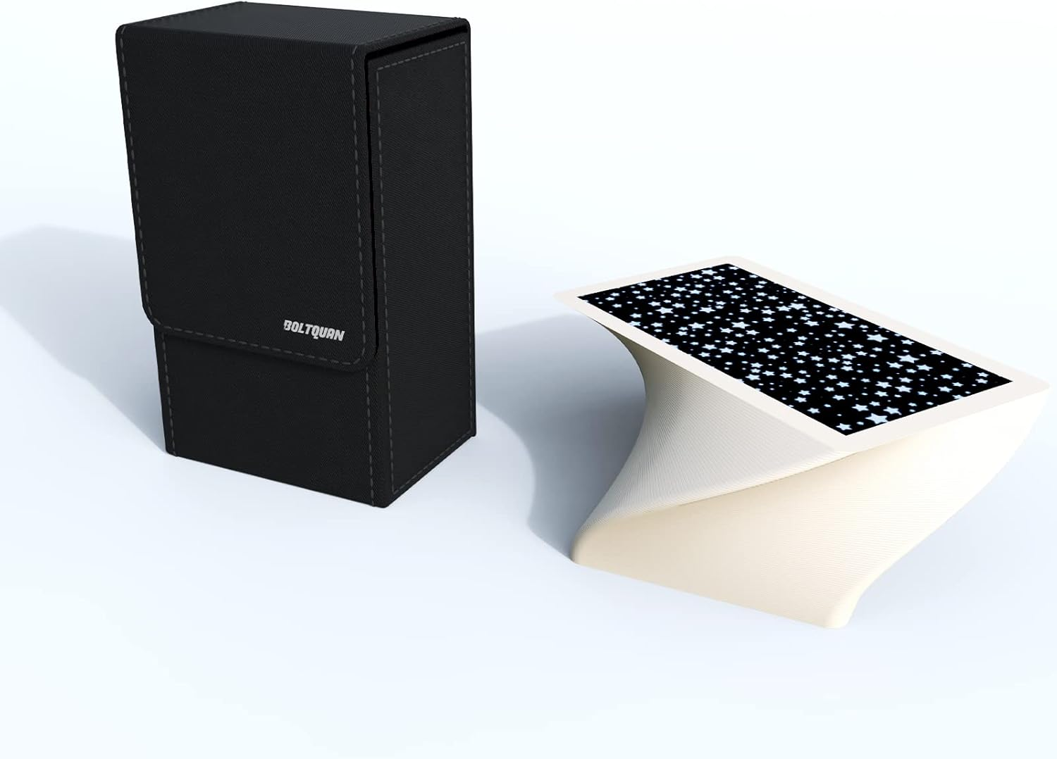 Black Tarot Card Holder with Black Interior; Fold Top Tarot Card Box Case with Magnetic Lid Closure; Fits Rider Waite Tarot Card Deck; Holder Measures Standard Size 5.39 X 3.38 X 2 in (137*86*51Mm) - Grey image number 6