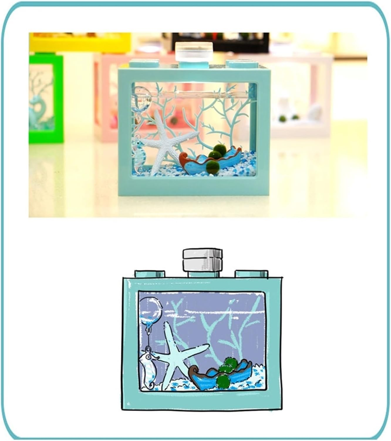 Aquariums Tank for Aquariums with Algae Ball Micro Landscape Fish Tank Acrylic Ecological Aquarium Tank Small Aquatic Plant Small Fish Tank Fish Bowl image number 5