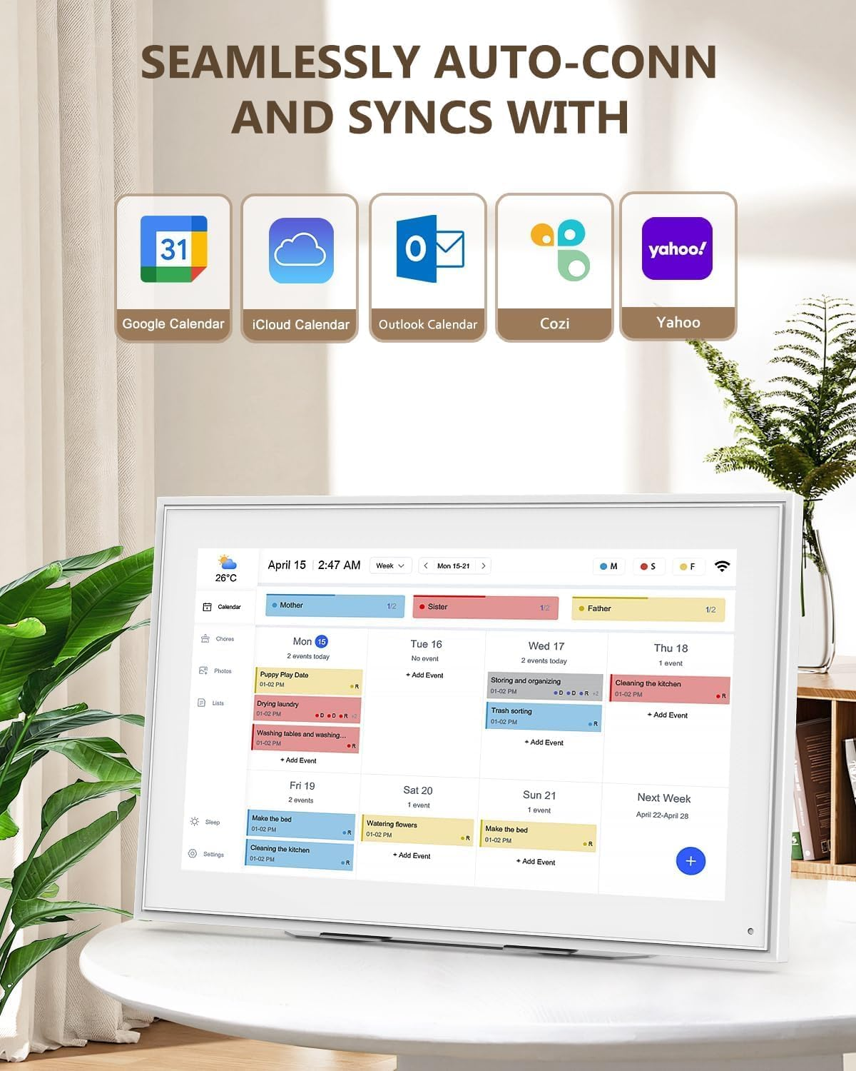 Digital Calendar 15.6Inch Smart Calendar & Full HD Chore Chart & Electronic Calendar for Home, Smart WIFI Touchscreen Interactive Display for Family Schedules, Wall-Mounted (15.6 Inch White) - 15.6 Inch White image number 6