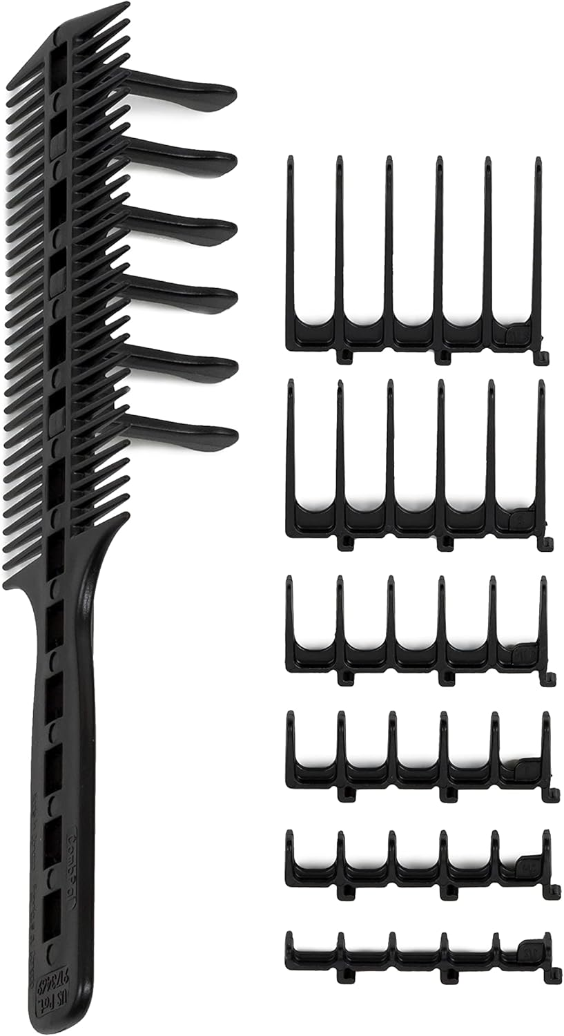 Combpal Scissor Clipper over Comb Hair Cutting Tool - DIY Home Hair Cutting Guide Comb Set (Classic Set, Yellow)