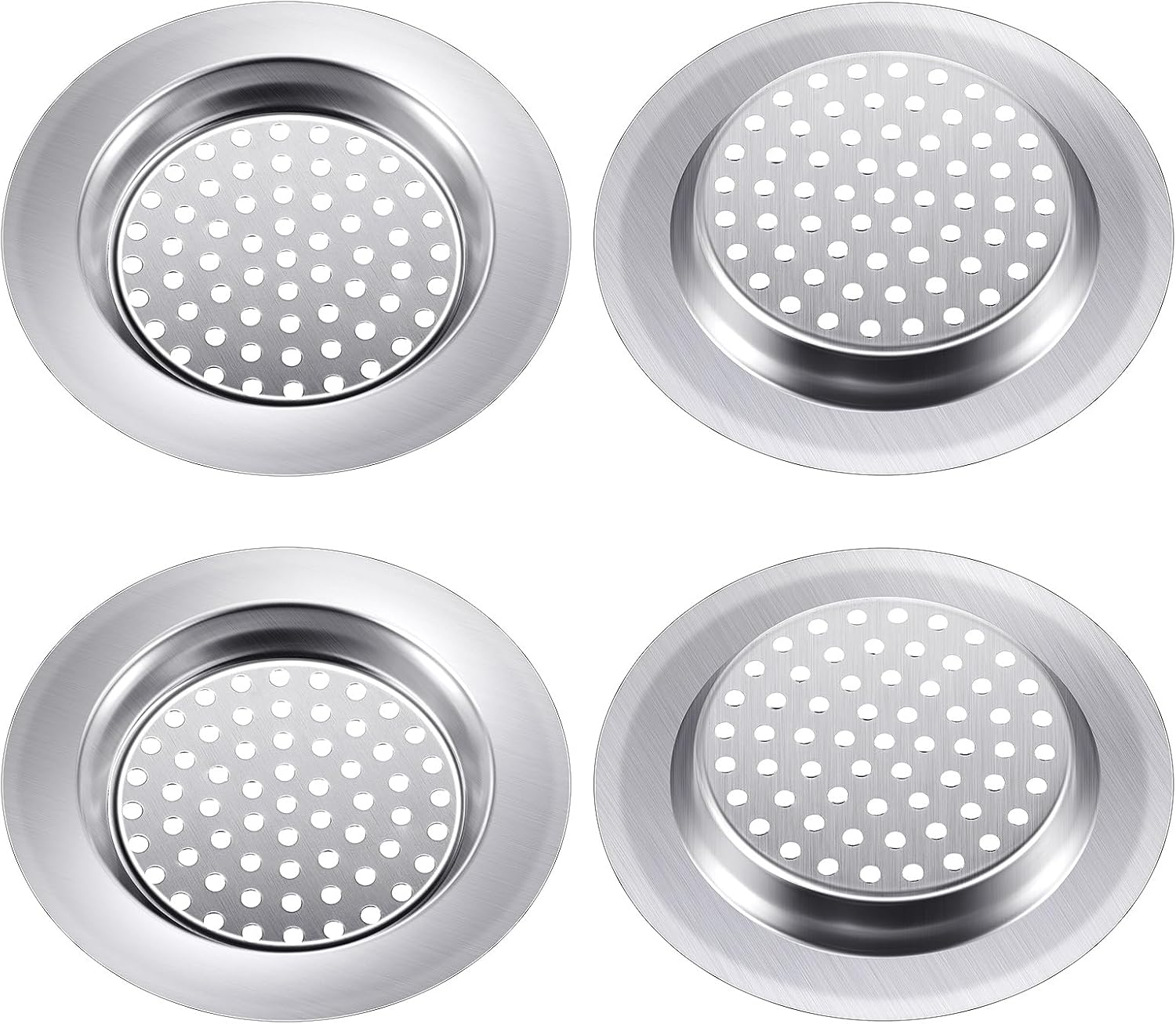 Flutesan 4 Pcs 7.5 Cm /3 Inch Sink Strainer, Kitchen Stainless Steel Sink Drain Strainer, Dishwasher Safe, Inner Diameter 5.2 Cm /2 Inch