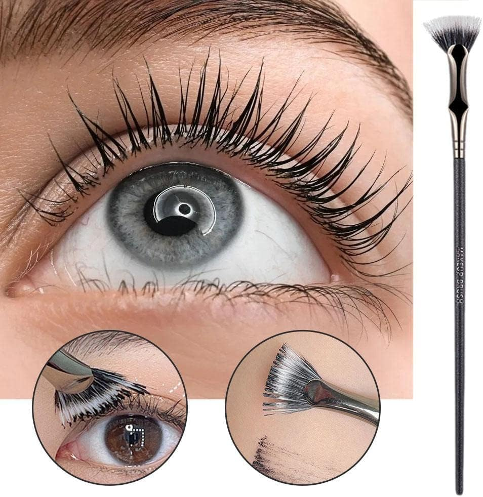 Dolly Mascara Fan Brush,Angled Fan Shaped Eyelash Brush,Fan Mascara Brushes,Eye Shadow Brush Makeup Brush Eye Lashes Makeup Tools image number 3