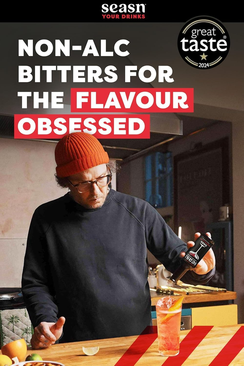 Seasn DARK Non Alcoholic Cocktail Bitters &ndash; Aromatic & Spicy Bitters with Kola Nut, Cherrywood & Star Anise &ndash; Vegan, Sugar Free Mixer for Cocktails & Mocktails &ndash; 150 Ml image number 3