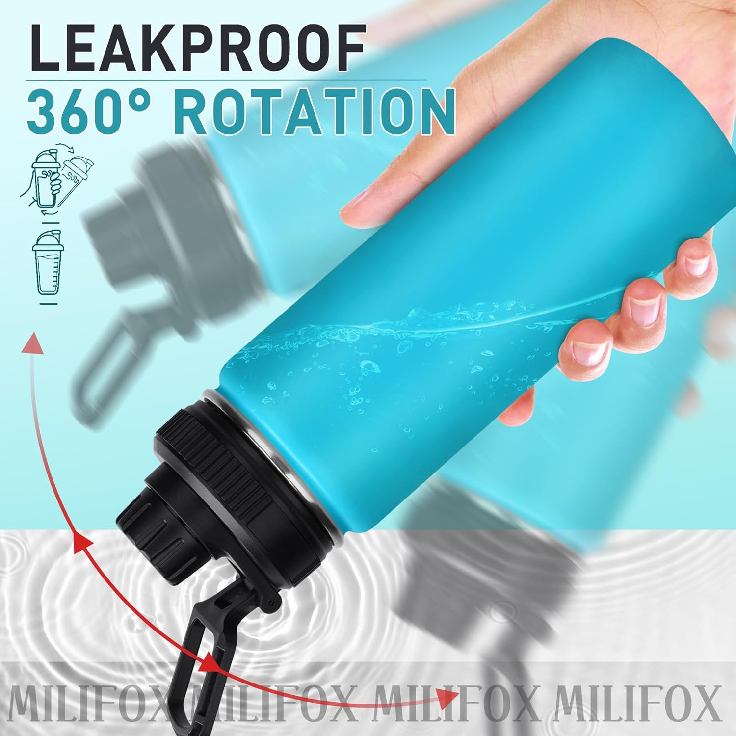 Milifox Insulated Water Bottle Stainless Steel Water Bottle with Double Wall Vacuum Wide Mouth Leakproof BPA Free Keeps Cold and Hot 500ML image number 6