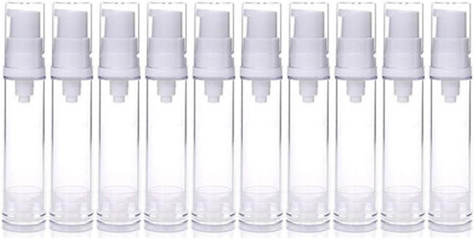 10Pcs Airless Pump Press Bottle Empty Plastic Vacuum Lotion Bottles Clear Containers Cosmetics Skincare Travel Size Dispenser (5Ml) image number 2