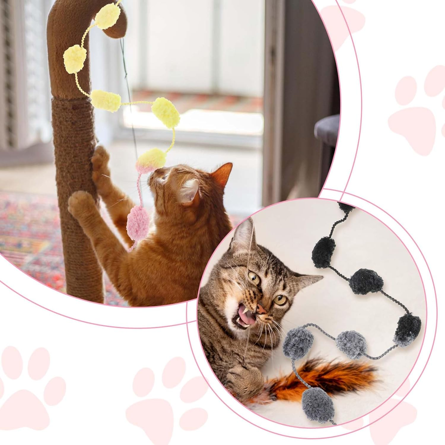 Cat Wand Toy, 3 Pieces Cat Dance String Toys for Indoor Cats Colorful Cat Stick Toy Cat Ribbon Toy Interactive Cat Teaser Wand Toys Pole with Bells for Indoor Cats Kitten to Play Chase Exercise image number 2