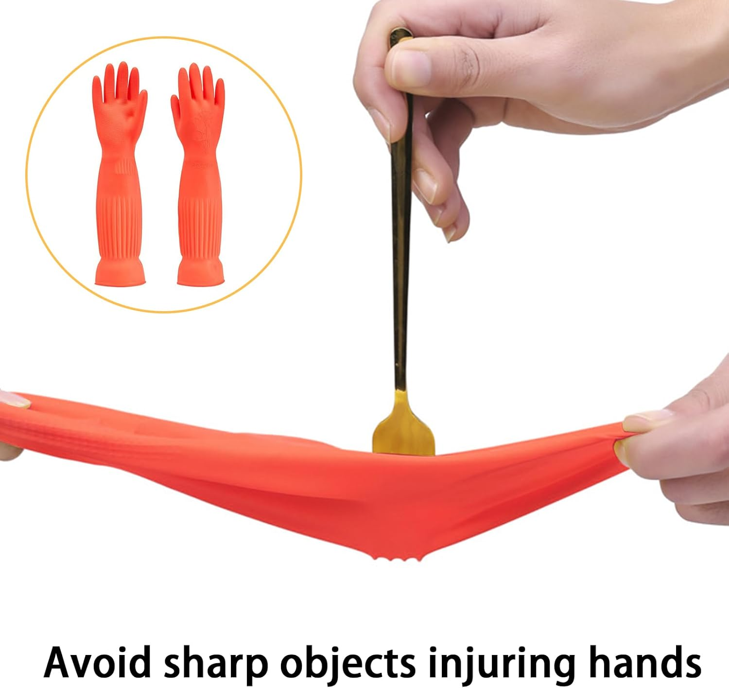 2 Pcs (1 Pair) 55Cm Red Latex Household Rubber Gloves,Durable Thick Cleaning Gloves, Extralong Dishwashing Gloves, for Dishwashing and Housework, Protecting Hands and Sleeves image number 3