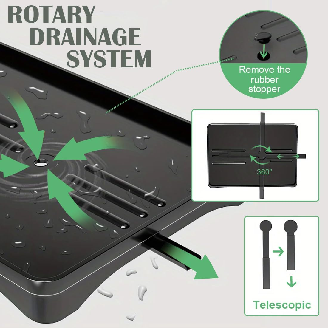 MUVKQC 3-Tier Dish Drying Rack, Dish Rack with 360&deg; Rotating Drainer Board, Large Dish Drainer with Utensils Holder, Rustproof Drying Rack for Kitchen Storage & Organisation image number 3