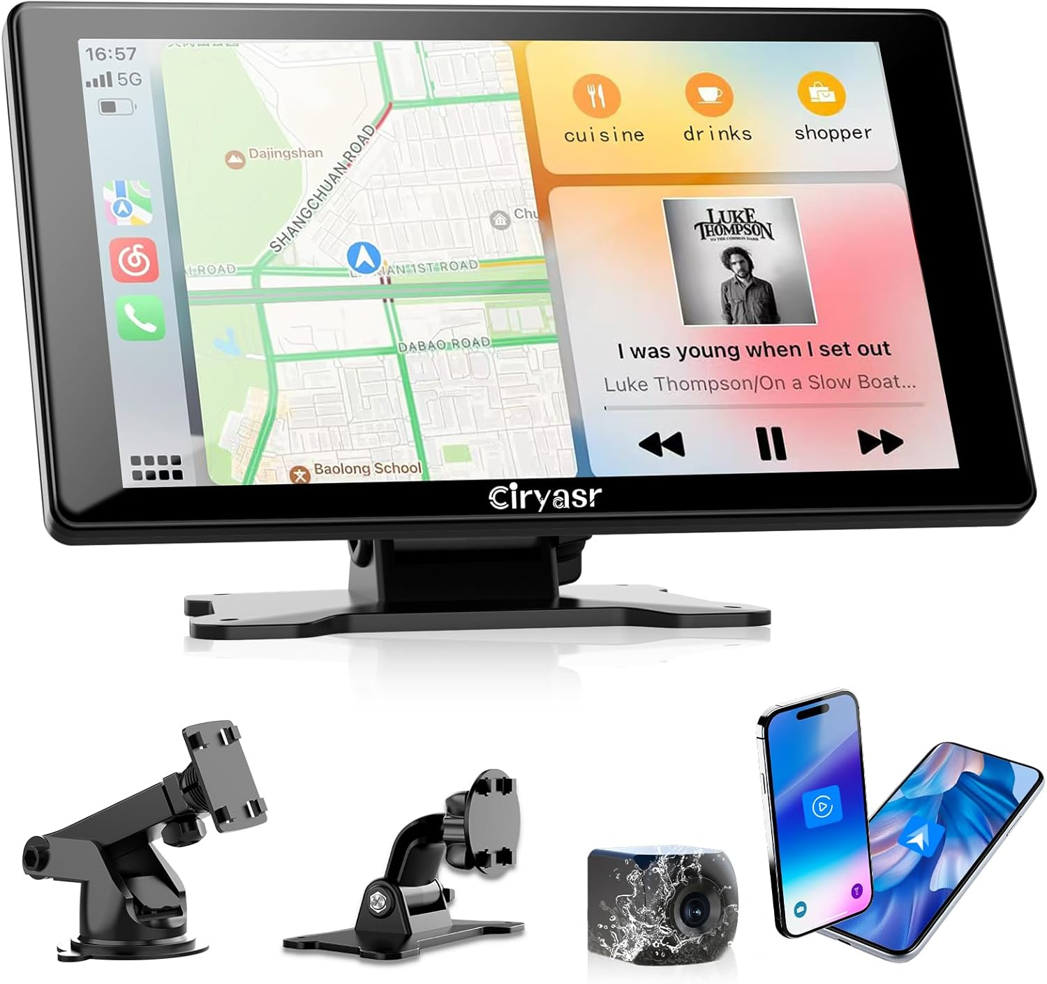 Carplay Screen for Car, 7" HD Android Auto Screen Apple Carplay, Portable Car Stereo with Reverse Camera, Car Audio Receivers for All Vehicles with Mirror Link, GPS Navigation