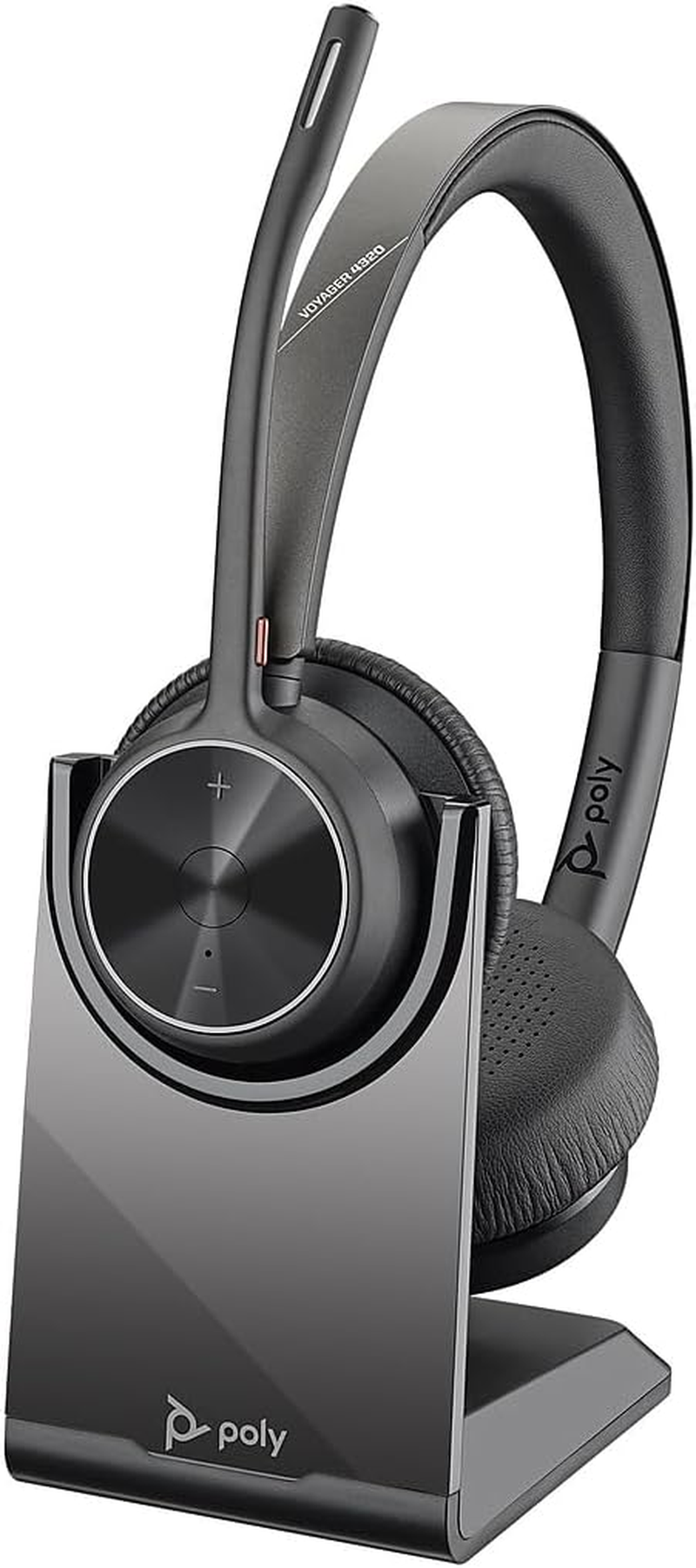 Plantronics Poly - Voyager 4320 UC Wireless Headset + Charge Stand - Headphones with Boom Mic - Connect to Pc/Mac via USB-C Bluetooth Adapter, Cell Phone via Bluetooth - Works with Teams, Zoom &More