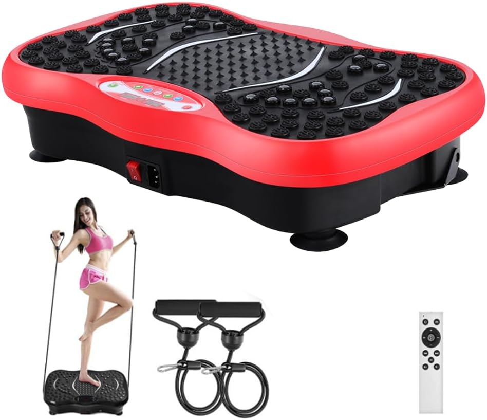 PORIYA Vibration Machine Exercise Platform,150Kg Capacity,99 Speed Levels,Remote Control Full Body Fitness Vibrating Plate,With Resistance Bands for Home Workout,Ideal for All Ages