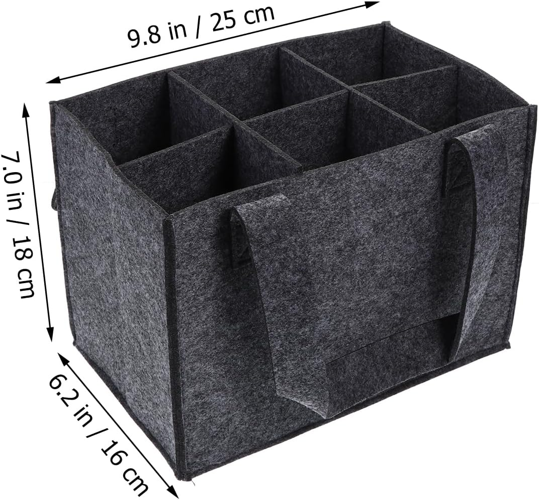 Cabilock Canvas Tote Bottle Tote Wine Bottle Bag 6- Slot Felt Wine Carrier Tote Beverage Holder with Handle for Wedding Birthday Dinner Party Favors (Grey) Wine Bag Wine Bags image number 1