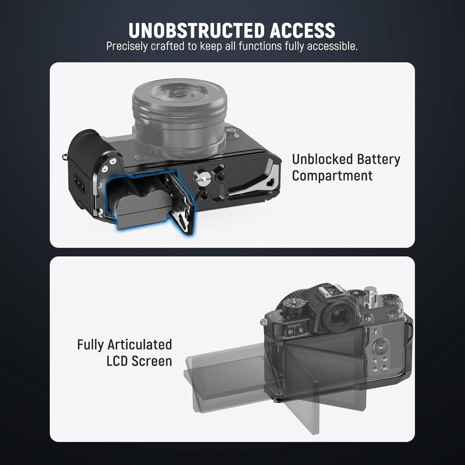 NEEWER Zf Handgrip L Shaped Grip Compatible with Nikon Z F Camera, Retro Mounting Baseplate L Bracket with Handle, Thumb Grip & Aluminum Shutter Button, Compatible with Arca Type Tripod Head, CA134 image number 5