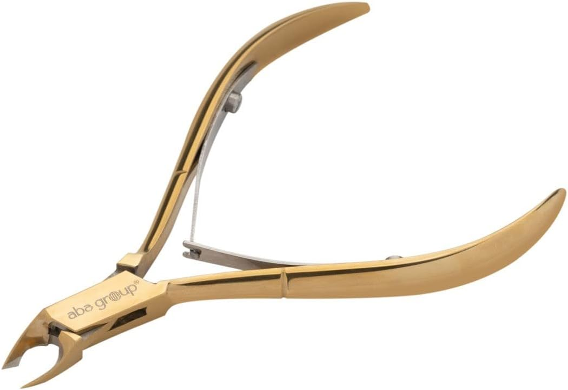Aba Group Golden Cuticle Nippers with Two Springs 4 Mm (1121), Stainless Steel Cuticle Cutter with Sharp and Smooth Cut, Fine for Removing Excess