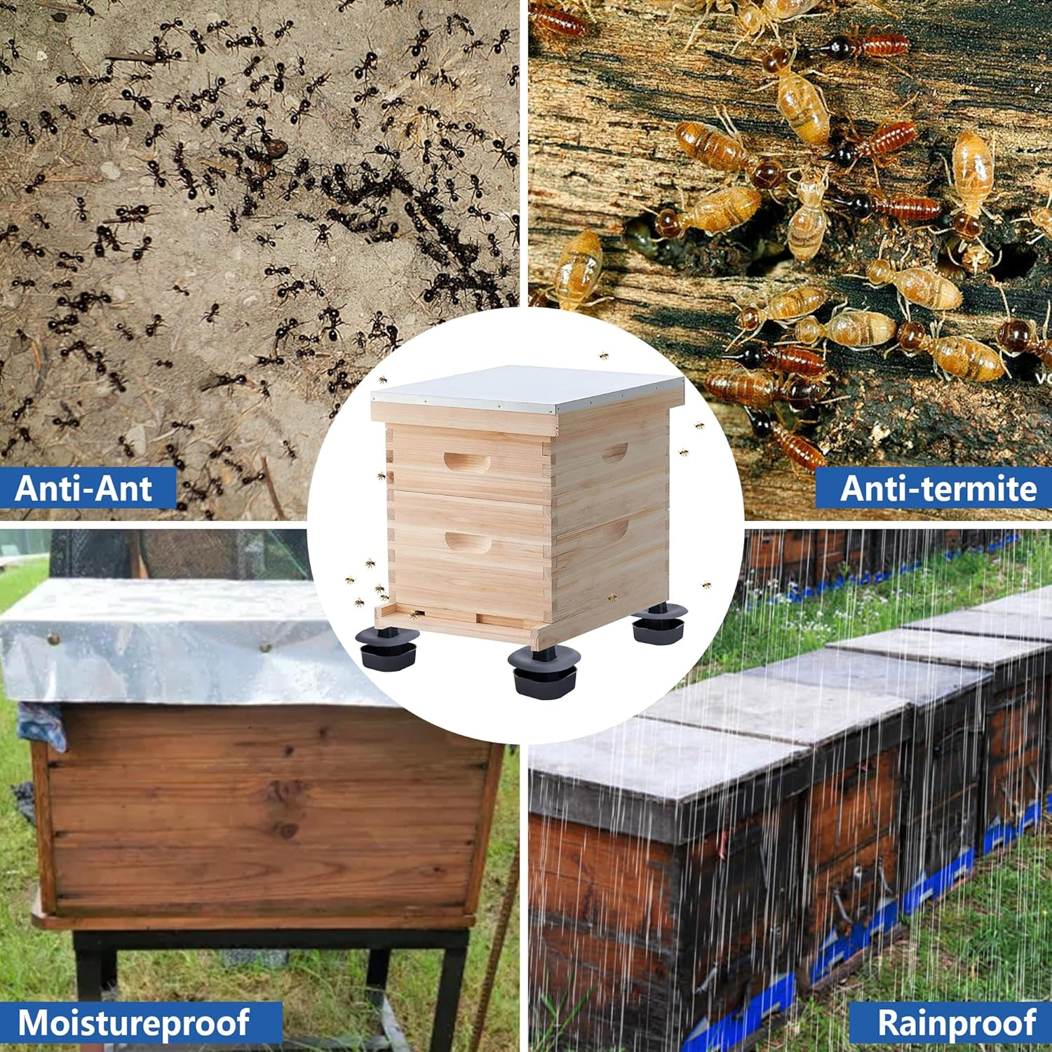 DECOHS 3 Sets/12Pcs Beehive Stands- Sturdy Beehive Feet Stands- Beehive Base Beekeeping Hive Support Tools for Outdoor Garden Beekeeper Workshop image number 3