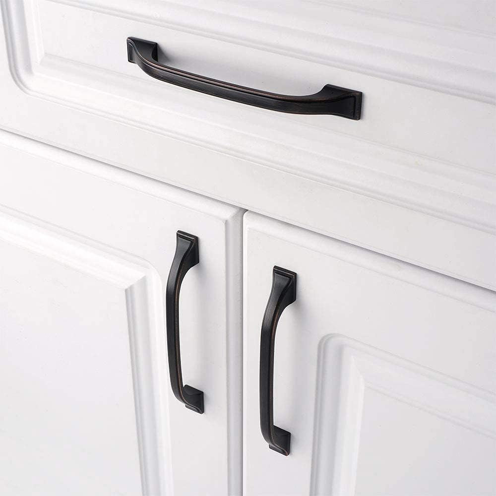 KOOFIZO Square Foot Craftsman Cabinet Bow Pull - Oil Rubbed Bronze Furniture Handle, 5 Inch/128Mm Screw Spacing, 10-Pack for Kitchen Cupboard Door, Bedroom Dresser Drawer, Bathroom Wardrobe Hardware image number 5