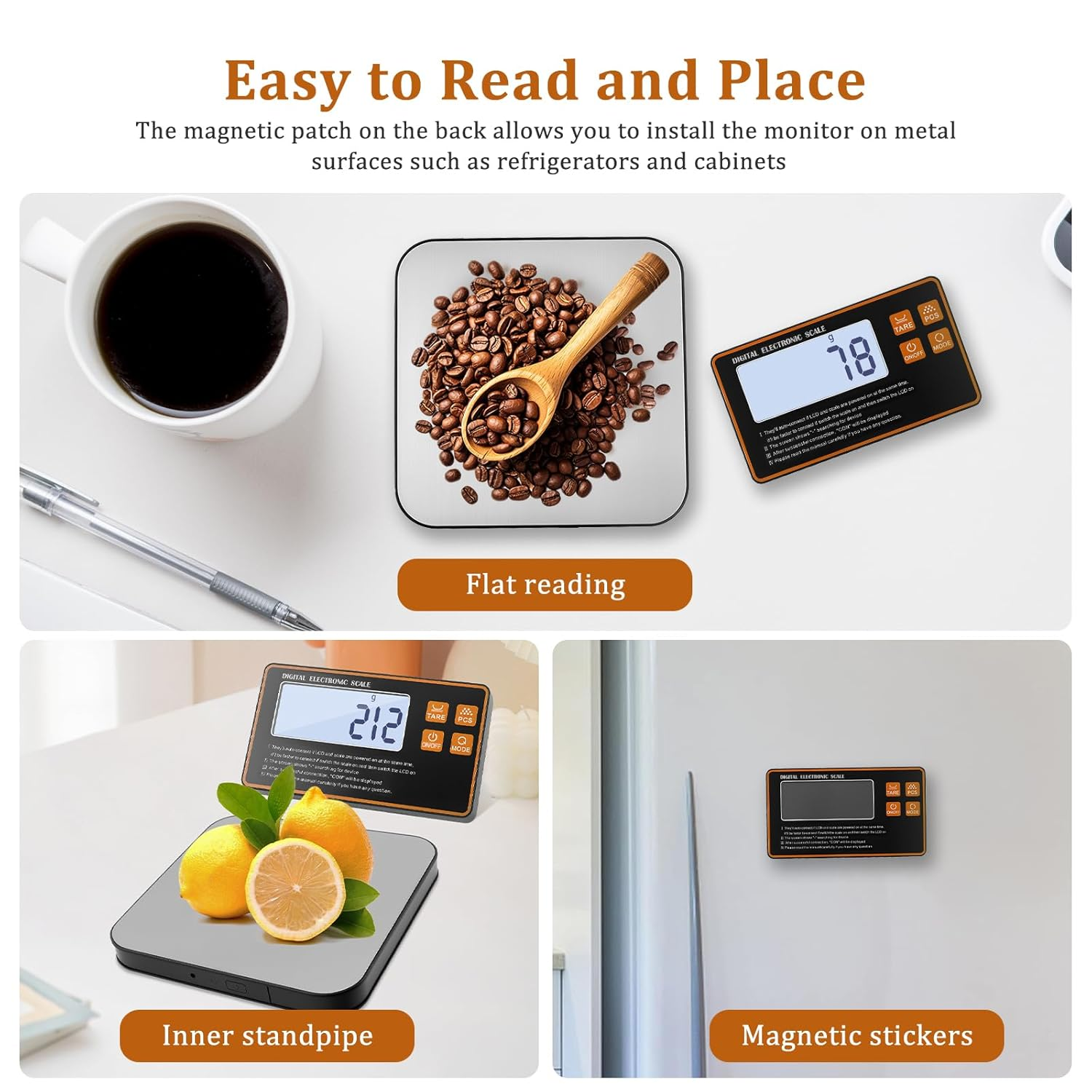 Food Scale with Detachable Display, 15Kg Wireless Digital Kitchen Scale with 1G Precise Graduation, Electronic Food Weighing Scales for Cooking Baking image number 2