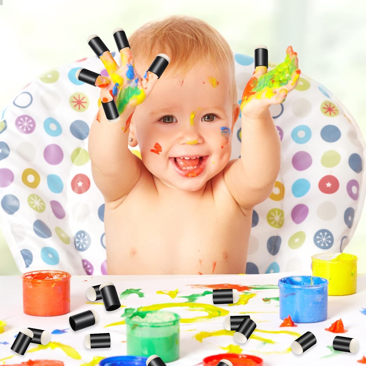 Prasacco 20 Pieces Finger Sponge Daubers, Finger Painting Sponge Craft Drawing Sponge for Arts Craft Painting Sponges for Painting Sponge Dauber for Painting Art Ink Crafts Chalk Card Making