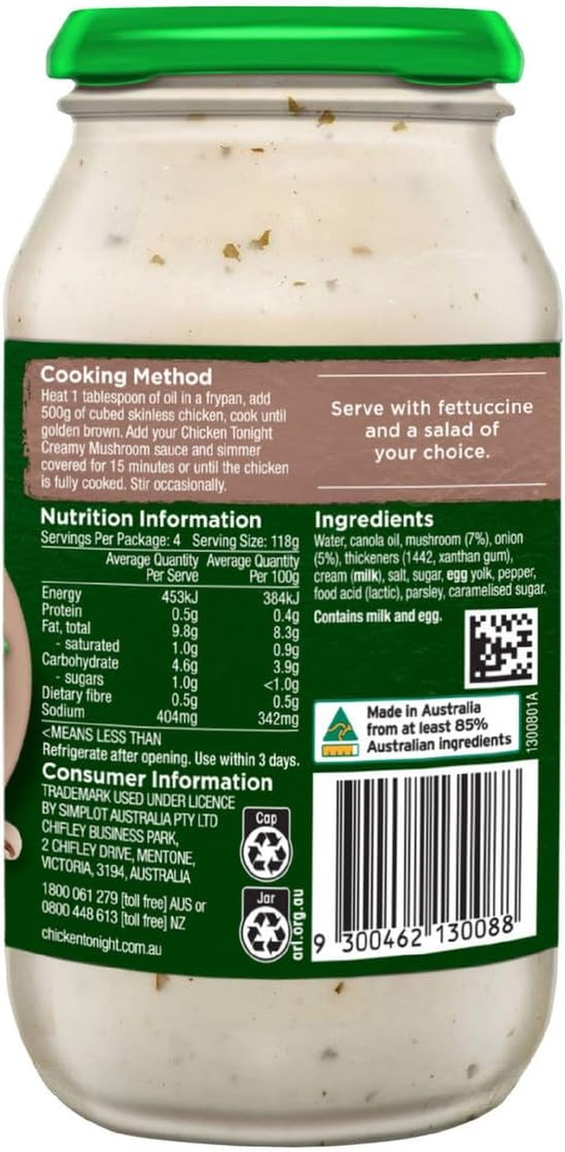 Chicken Tonight Creamy Mushroom Cooking Sauce 475 G image number 2