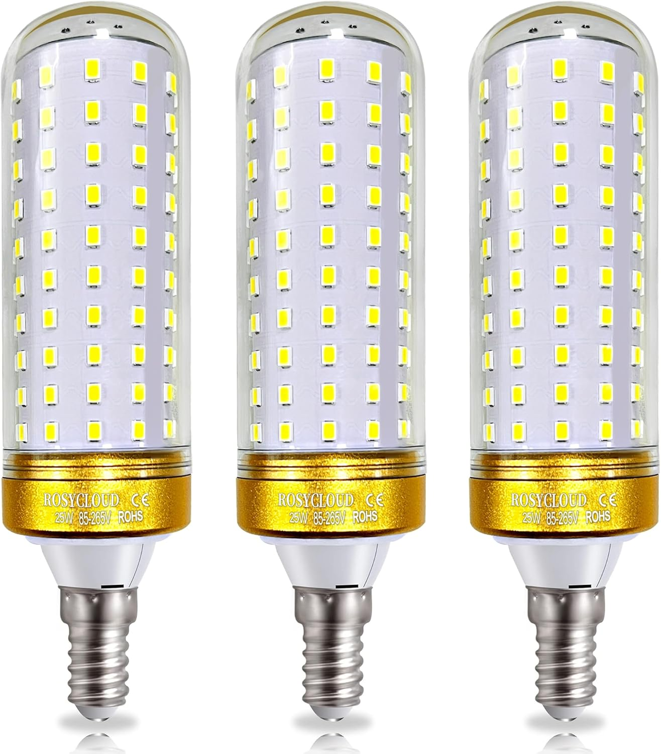 ROSY CLOUD E27 LED Bulb,20W Equivalent 200W Halogen Bulbs, 2400LM, Corn Light Bulbs for Home, Warehouse, Garden Lighting (Non-Dimmable, Warm White-E27-3 Count-Pack of 1)