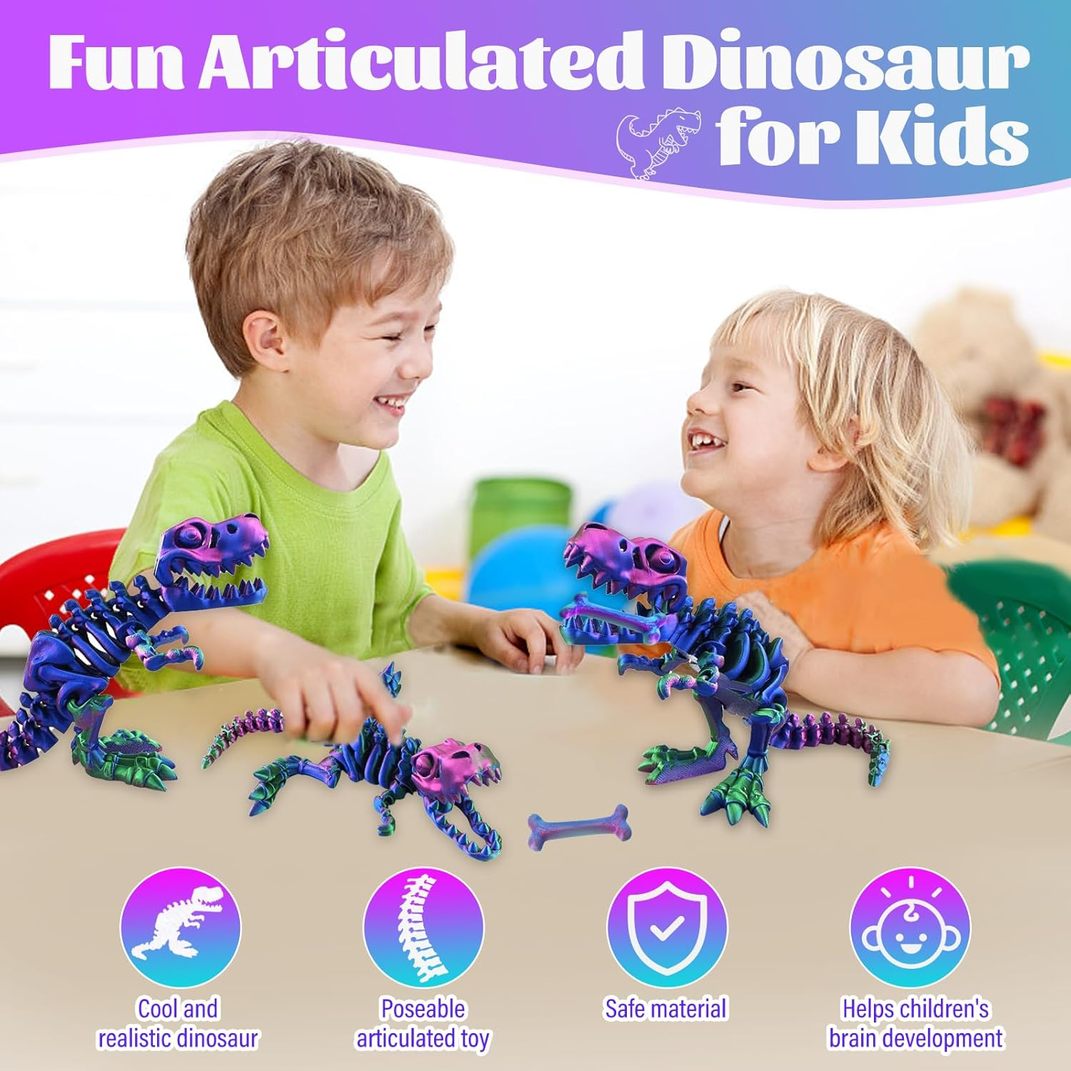 3D Printed Dinosaur Toy Bone, Skeleton Dinosaur Toy, Realistic Dragon Toy, Freestanding Collectible Figures, Fidget Toy for Autism/Adhd, Home Office Decoration