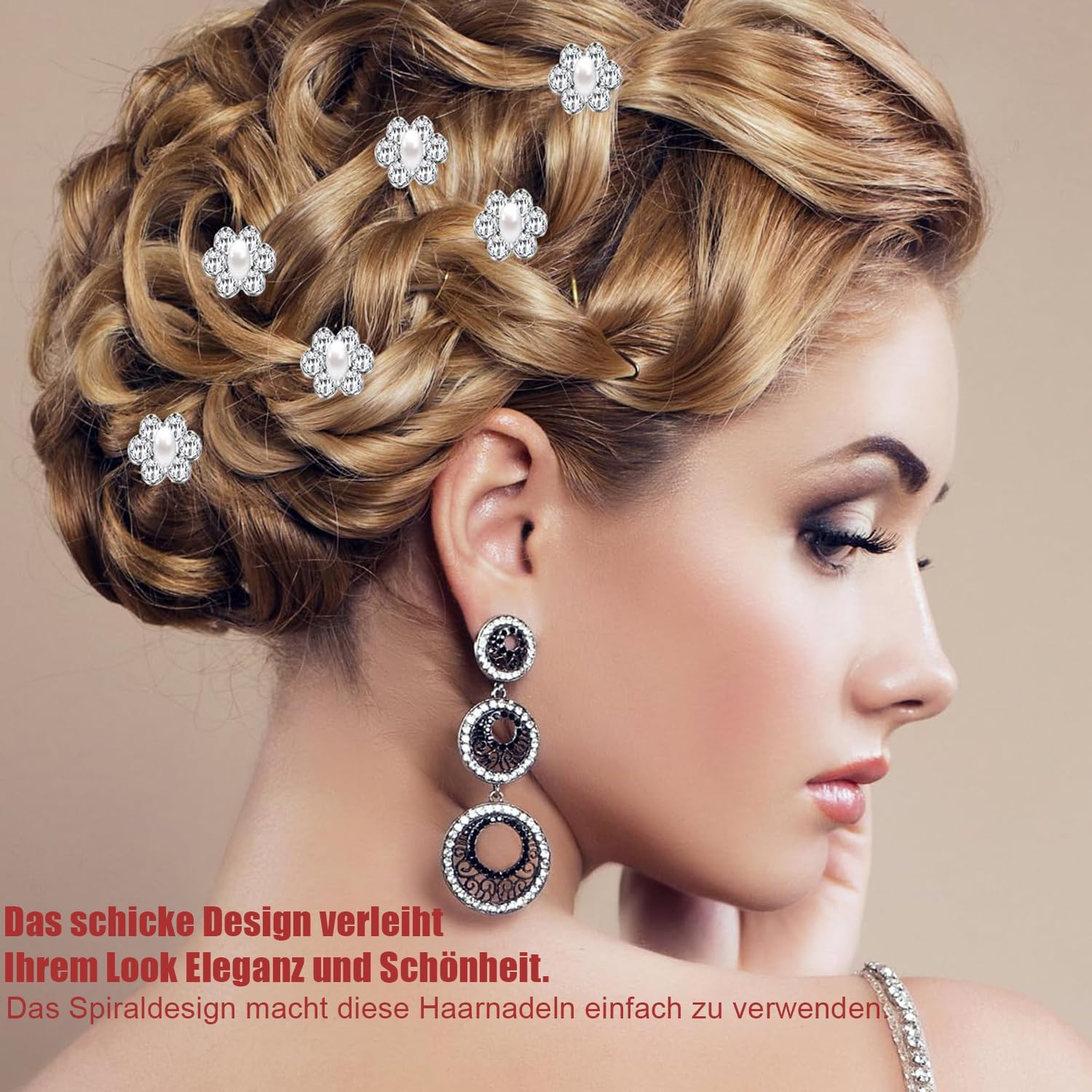 Esshogo Pack of 24 Bridal Hair Pins, Spiral Hair Pins, Hair Rhinestone Pearl Hair Pin Diamond Pearl Flower Jewels Accessories Spiral Wedding Hair Clip for Women, Girls, Wedding, Bridal Shower (2 image number 5