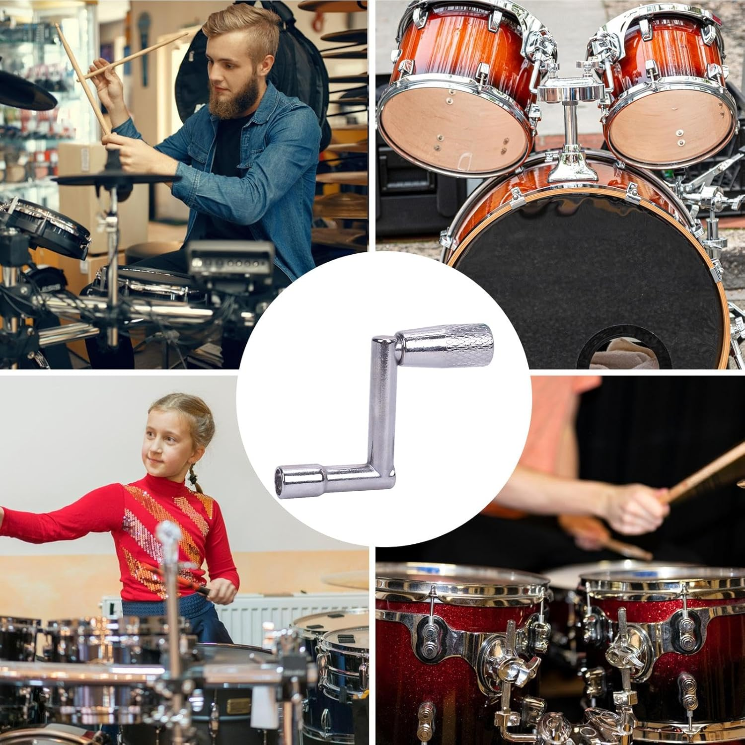 Drum Tuning Tool - Metal Drum Tuning Key | Precise Alloy Drum Key Tool, Portable Metal Drum Tuning Key for Acoustic and Electronic Drums image number 4