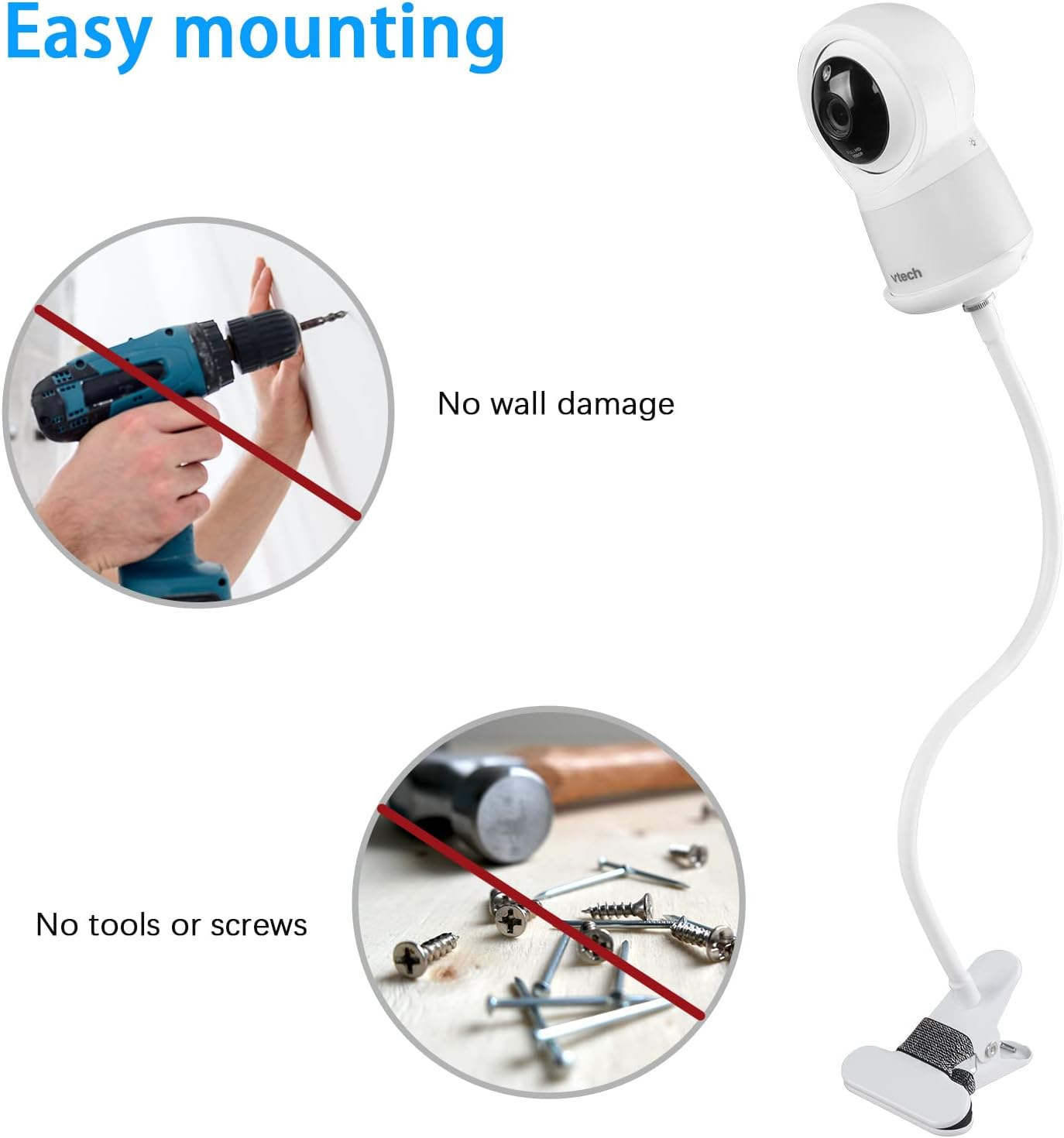 HOLACA 40Cm Clip Holder Mount for Vtech RM5754,RM5854,RM7754 Baby Monitor image number 2