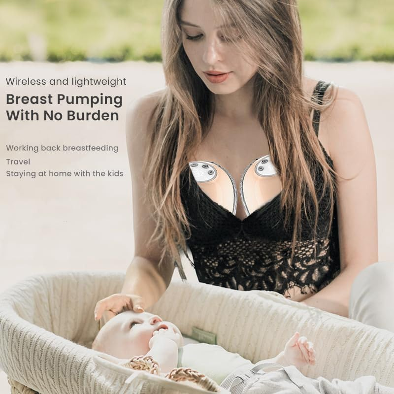 Oolong Wearable Breast Pump,Breast Pump Hand-Free,Milk Pump,Breast Pump,4 Modes 12 Levels,Led Display,1100Mah Ultra-Long Life,Silicone Double Enamel Design, 180Ml Large Capacity, Low Noise, No Binding image number 6