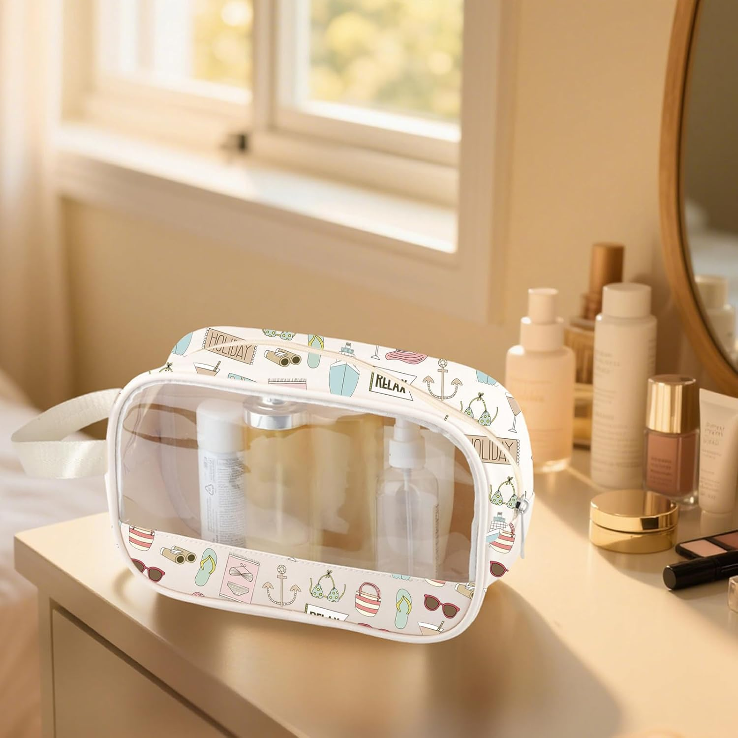 Cruise Vacation Clear Makeup Bag All My Cruise Crap Clear Travel Toiletry Bag Summer Beach Life Gift Family Vacation Cruise, Crap C-Makeup, Clear Makeup Bag image number 1