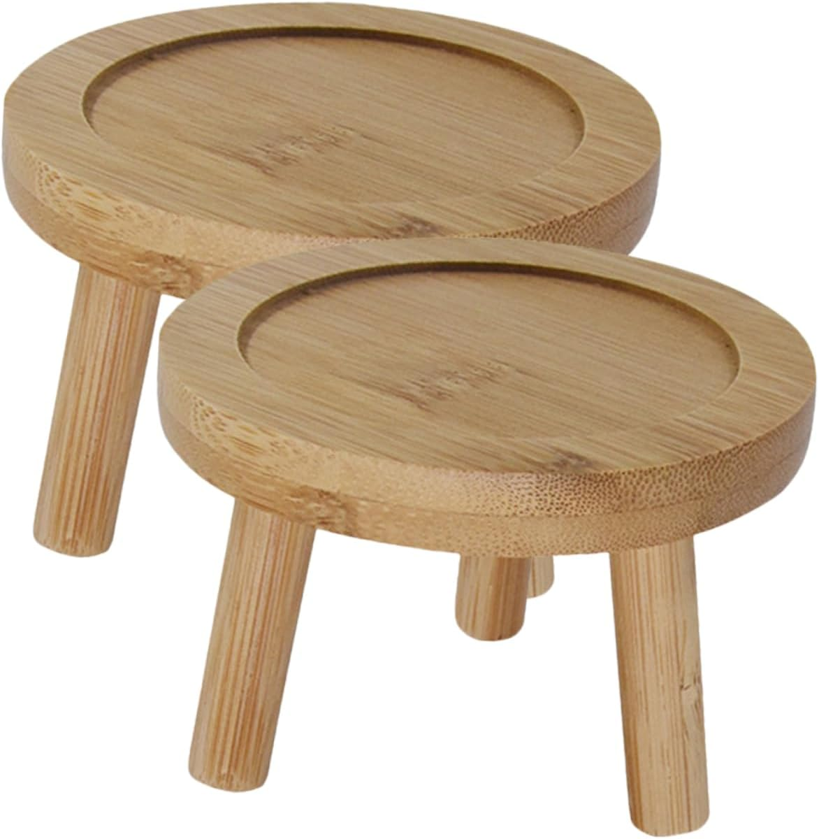 BESPORTBLE Bamboo Plant Saucer Pot Tray 2Pcs for Succulent Cactus Planters Indoor Outdoor Water Drainage Holder with Random Inner Diameter, Natural Bamboo Flowerpot Base for Home Gardening image number 1