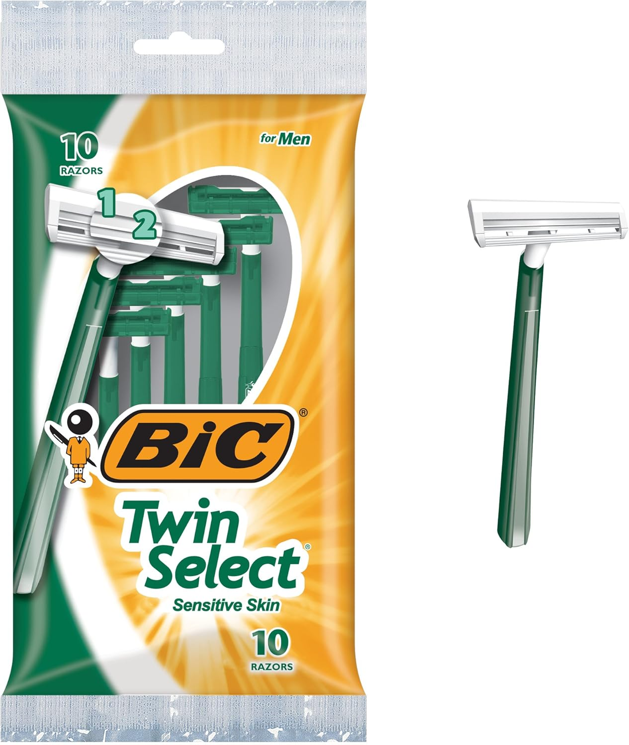 BIC Twin Select, Sensitive Skin, Disposable Shaver for Men, 10-Count Packages (Pack of 3) image number 1