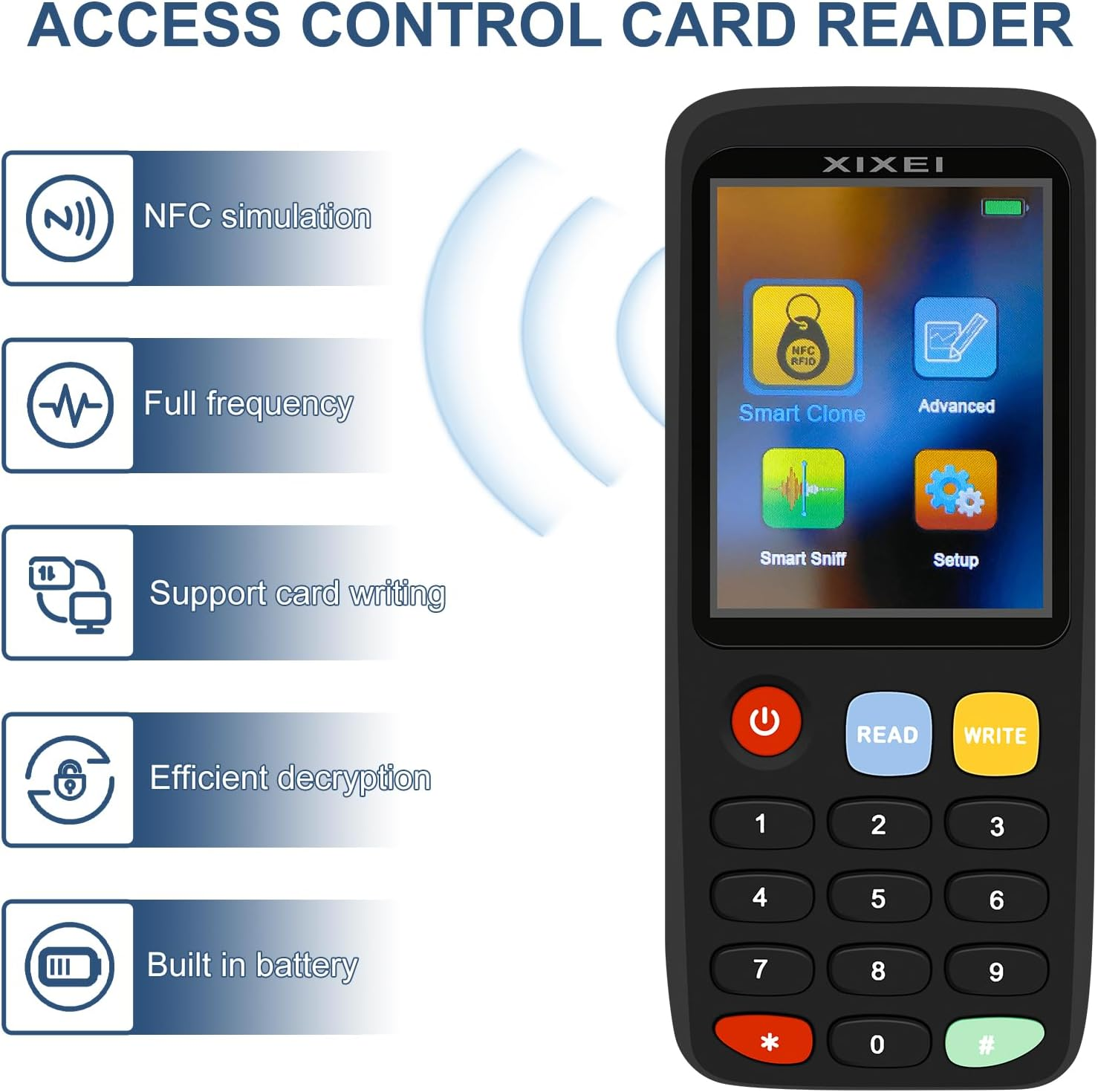 NFC RFID Card Copier Reader Writer, Portable 125 Khz ID Card Reader Writer 13.56 Mhz IC IC ID X7RFID Duplicator Access Control image number 6