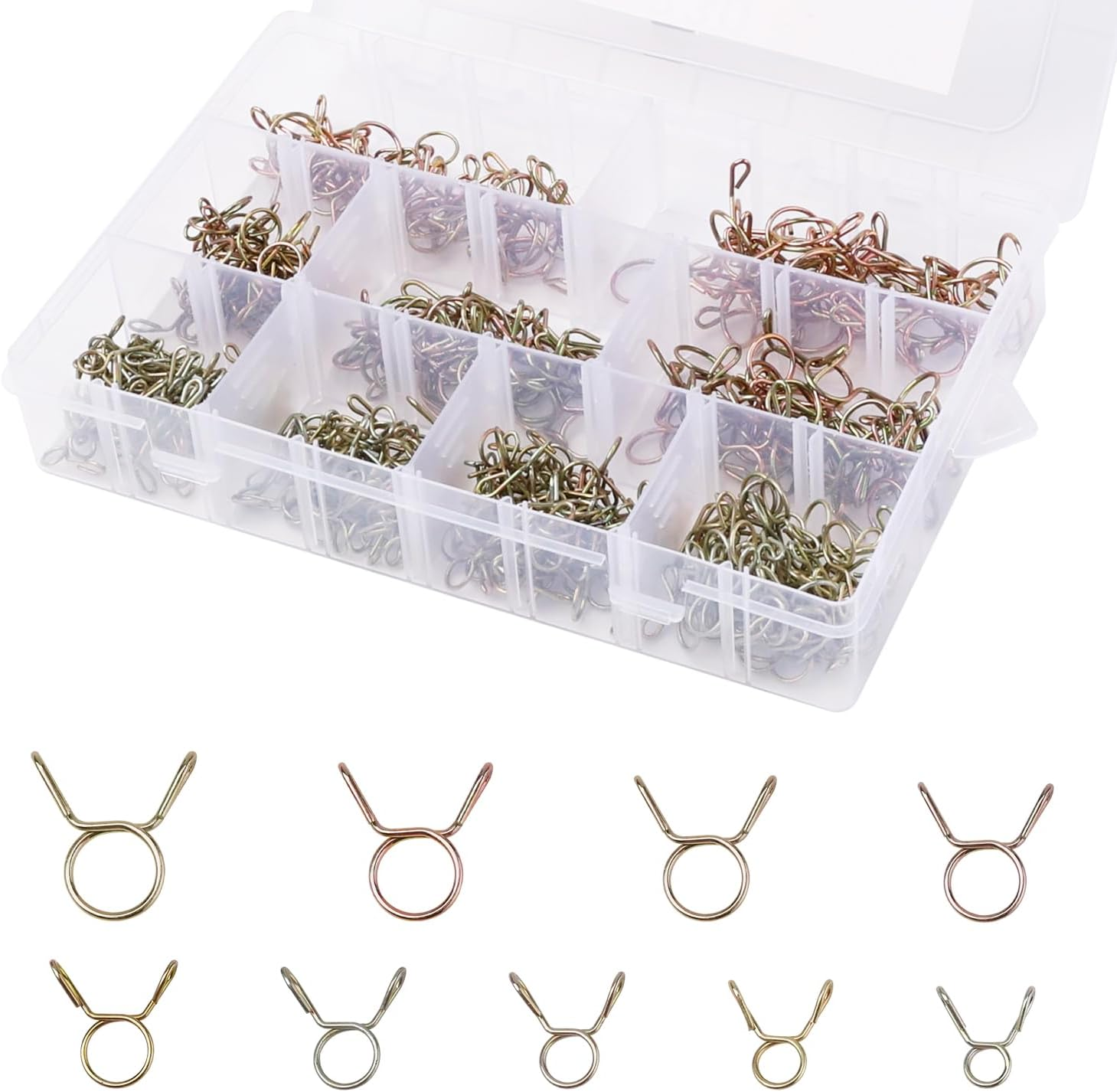 330Pcs Spring Hose Clamps, 5-13Mm Elastic Hose Clamp Small Hose Clamps Water Pipe Spring Clips Air Tubing Spring Clamps Fuel Line Hose Clamp for Moto Scooter ATV image number 1