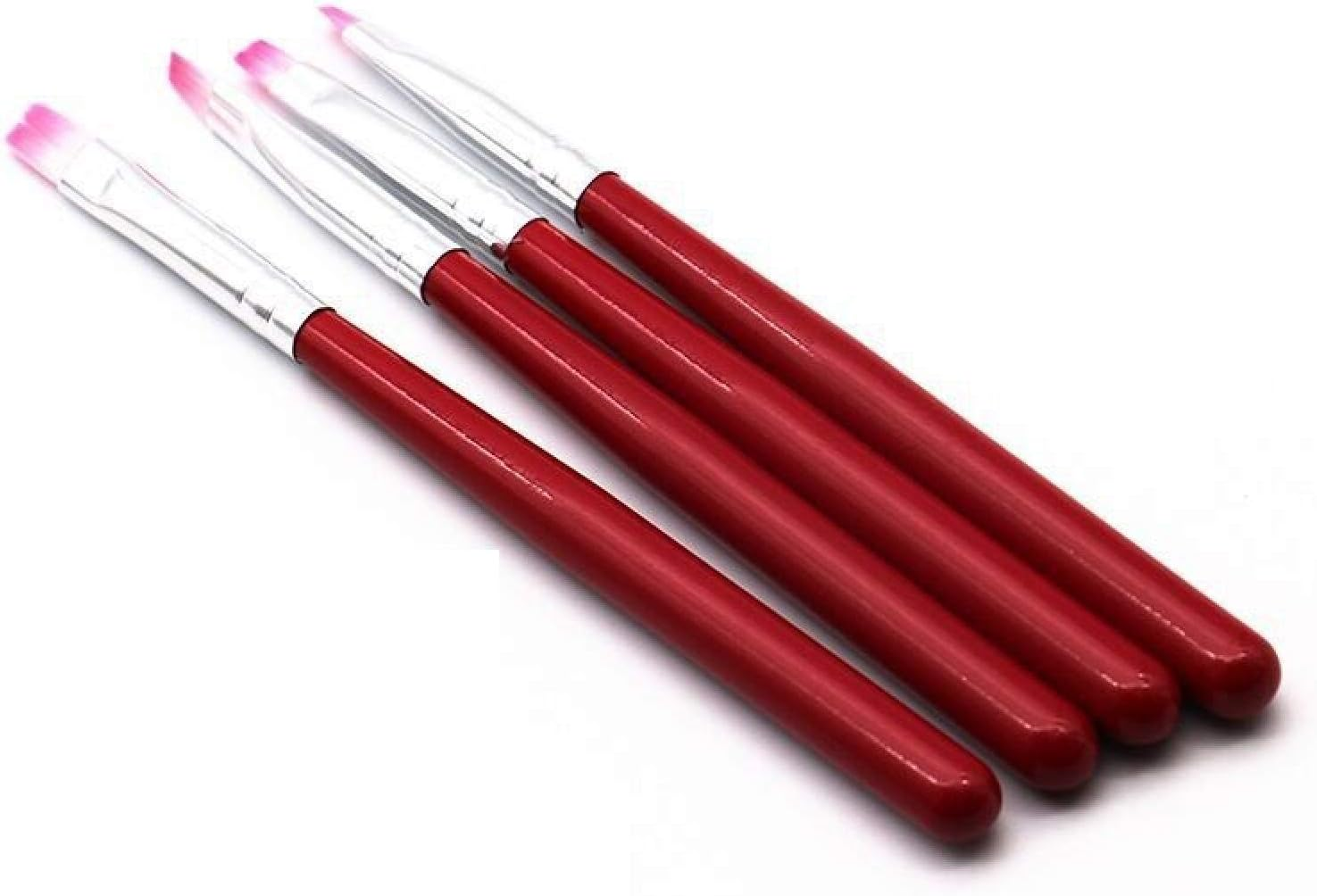 Nail Pen 4 Pack Large Red Short Handle Pink Hair Light Treatment Flat Mouth Row Pen. image number 2